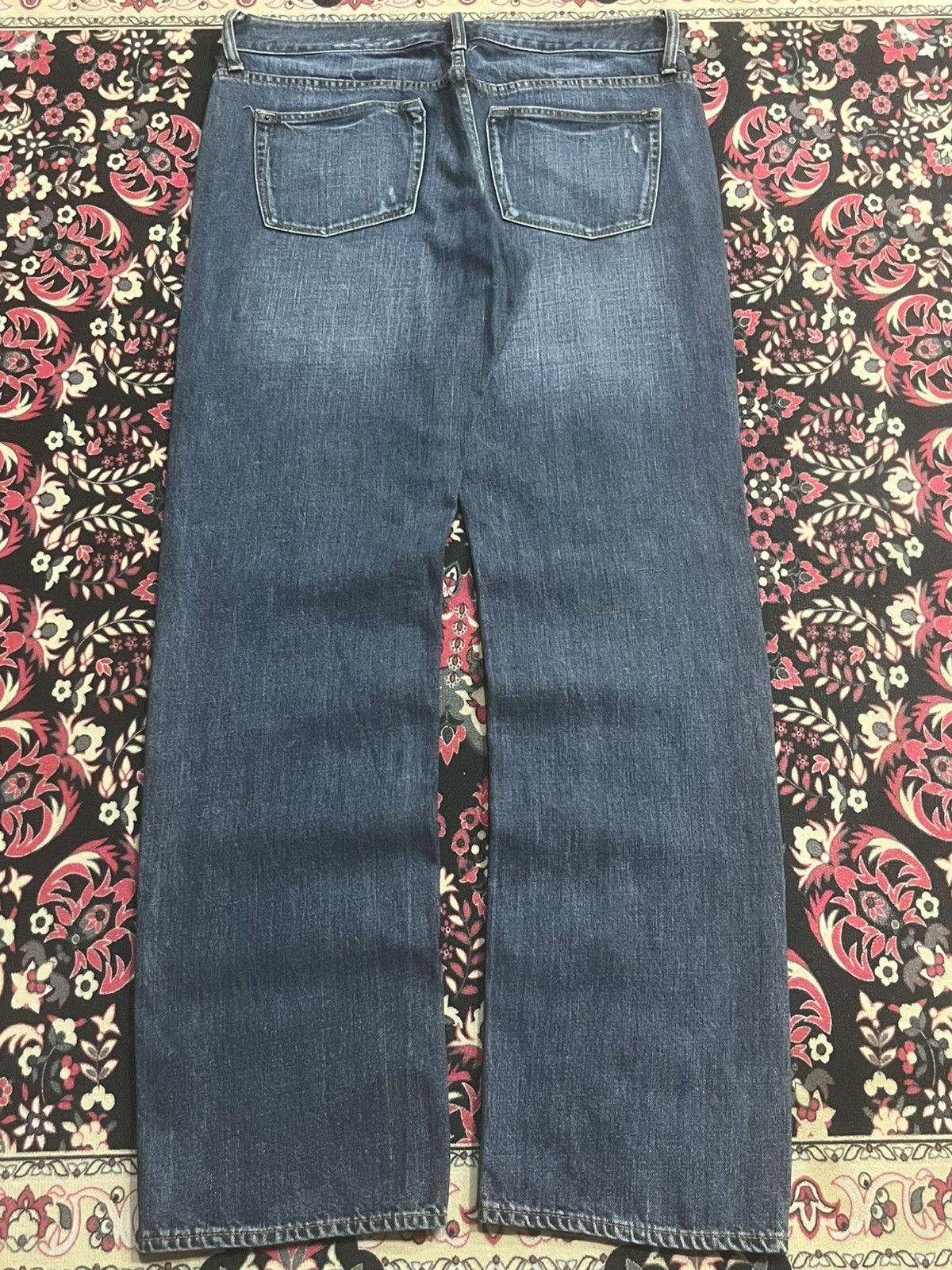 Japanese Brand Japanese Brand Blue Washed Distressed Patches Straight Jeans Size US 32 / EU 48 - 2 Thumbnail