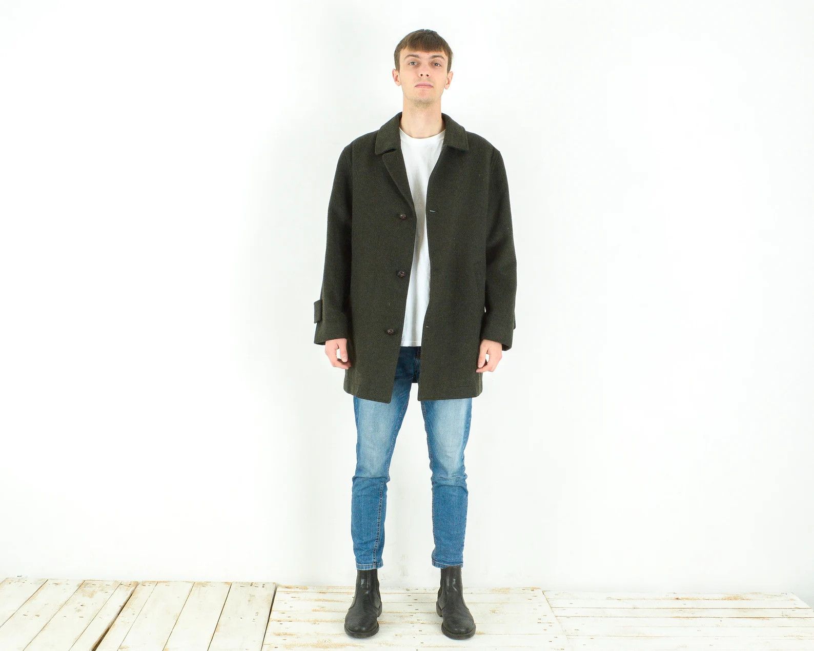Vintage OLLOQUI Loden Touch Mens M Wool Jacket Over Coat Grey Warm Size US M / EU 48-50 / 2 - 1 Thumbnail
