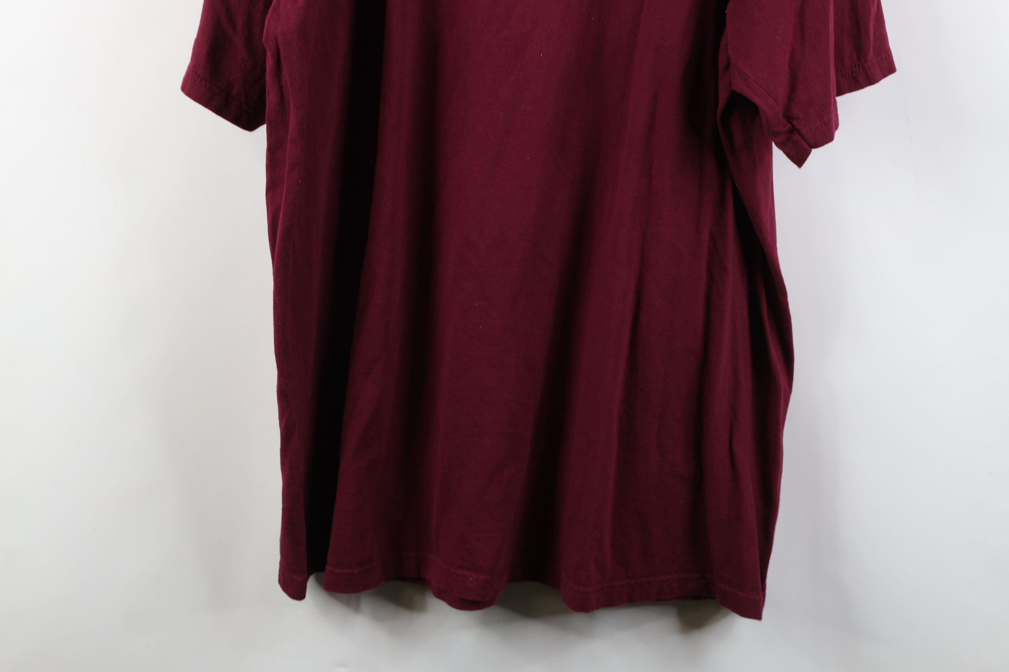 Vintage Vintage 90s Streetwear Heavyweight Cotton T-Shirt Burgundy Size US XL / EU 56 / 4 - 13 Thumbnail