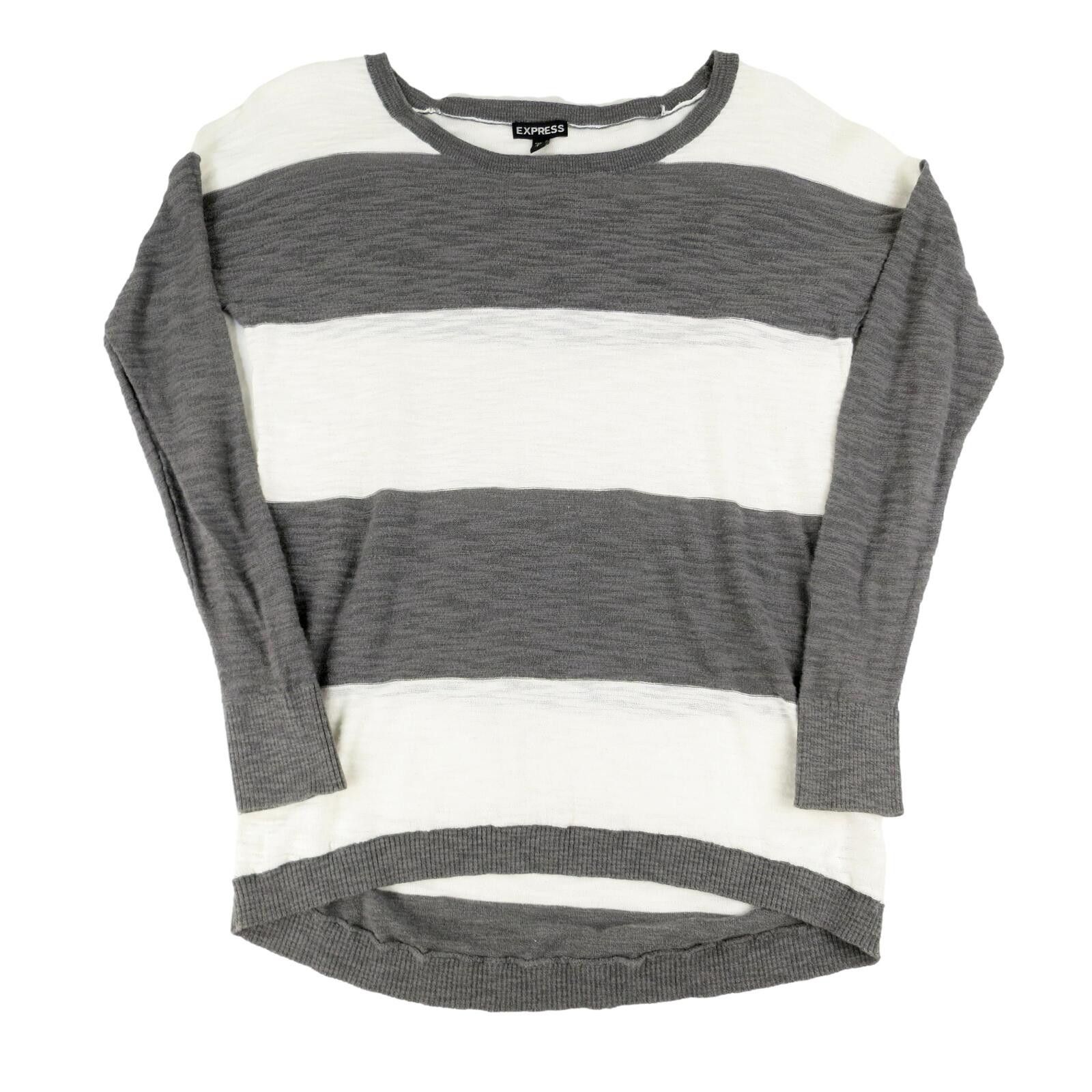 Express Express Gray and White Striped Lightweight Sweater Size S Size S / US 4 / IT 40 - 1 Thumbnail