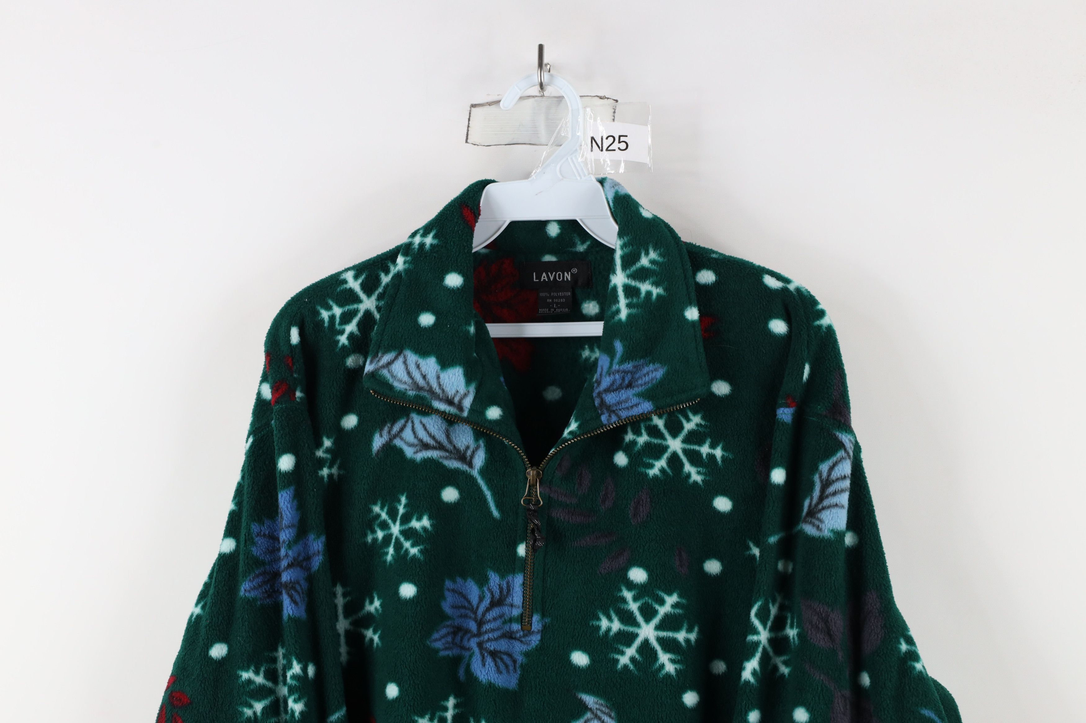 Vintage Vintage 90s Streetwear Snowflake Half Zip Fleece Sweater Size L / US 10 / IT 46 - 2 Thumbnail