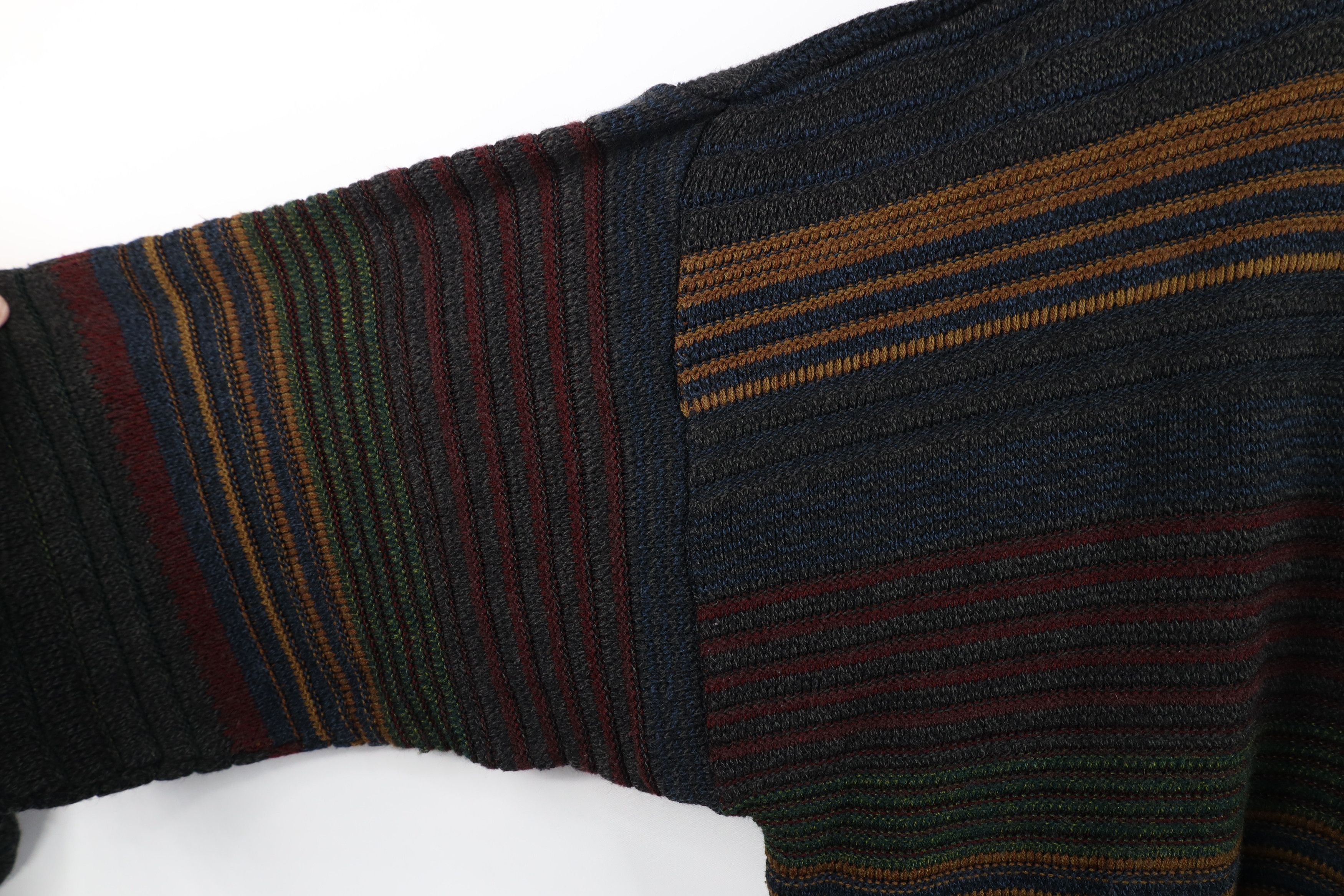 Vintage Vintage 90s Streetwear Striped Ribbed Knit Crewneck Sweater Size US XL / EU 56 / 4 - 6 Thumbnail