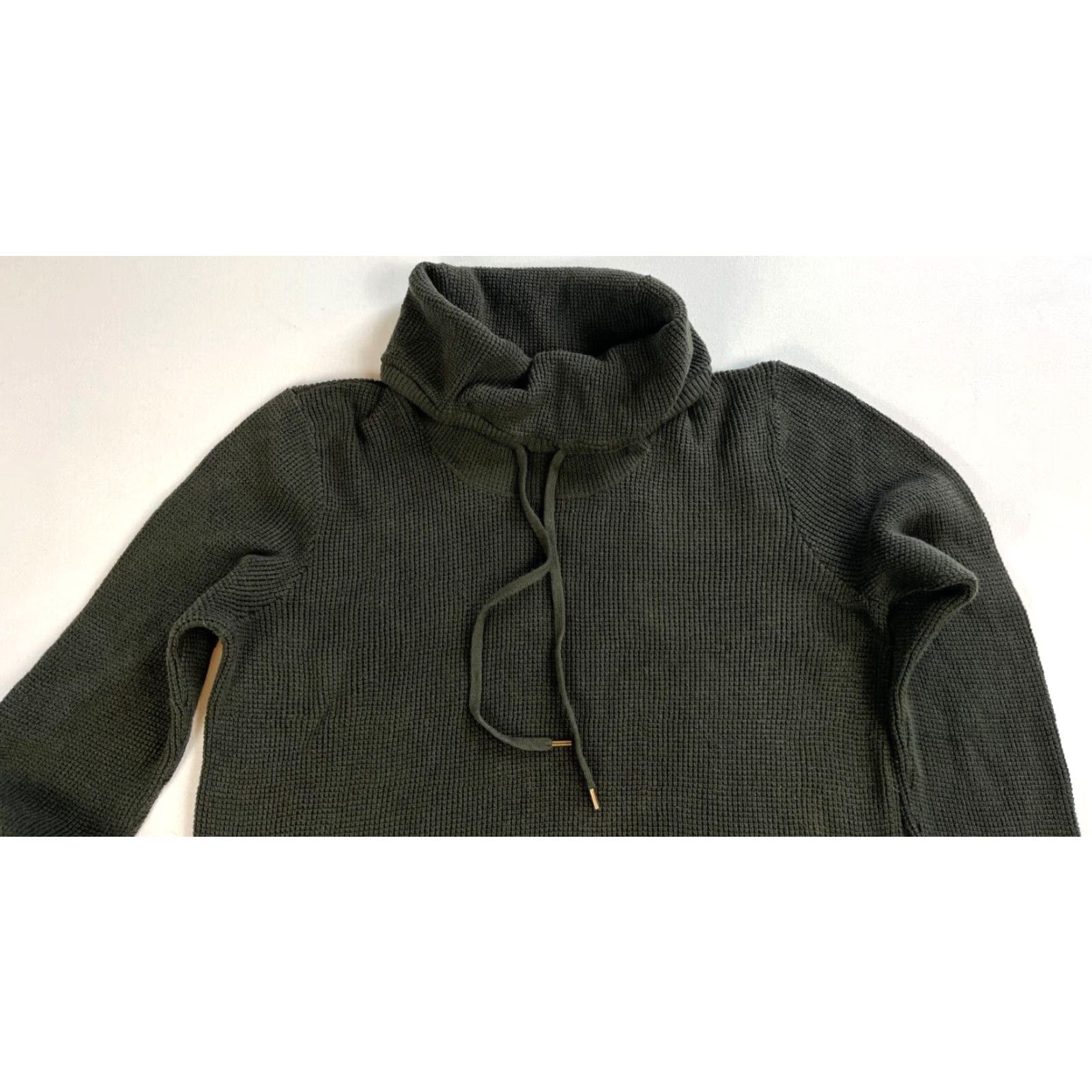 Ralph Lauren VINTAGE Lauren Ralph Lauren Sweater Shirt Womens Waffle Knit Cowl Neck Forest Green L 100% Cotton Pullover Classic, Preppy, Designer Womens Size L / US 10 / IT 46 - 7 Thumbnail
