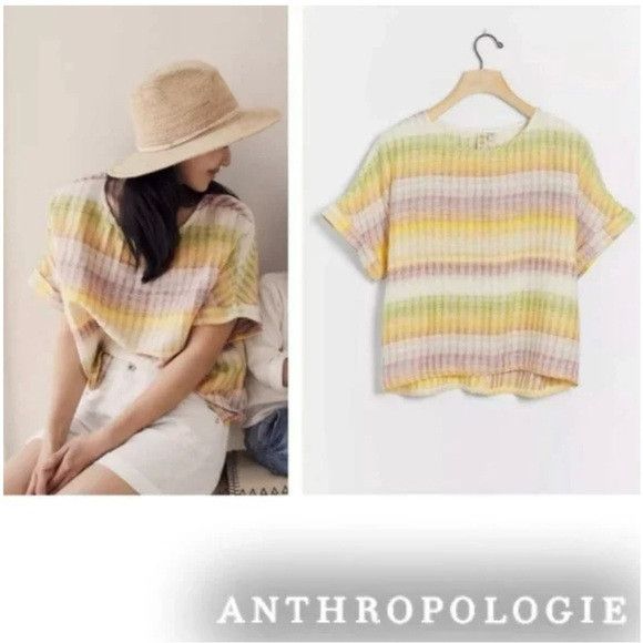 Anthropologie Dolan Johnny Ombré Striped Short Sleeve Blouse - XS/S Size S / US 4 / IT 40 - 1 Thumbnail