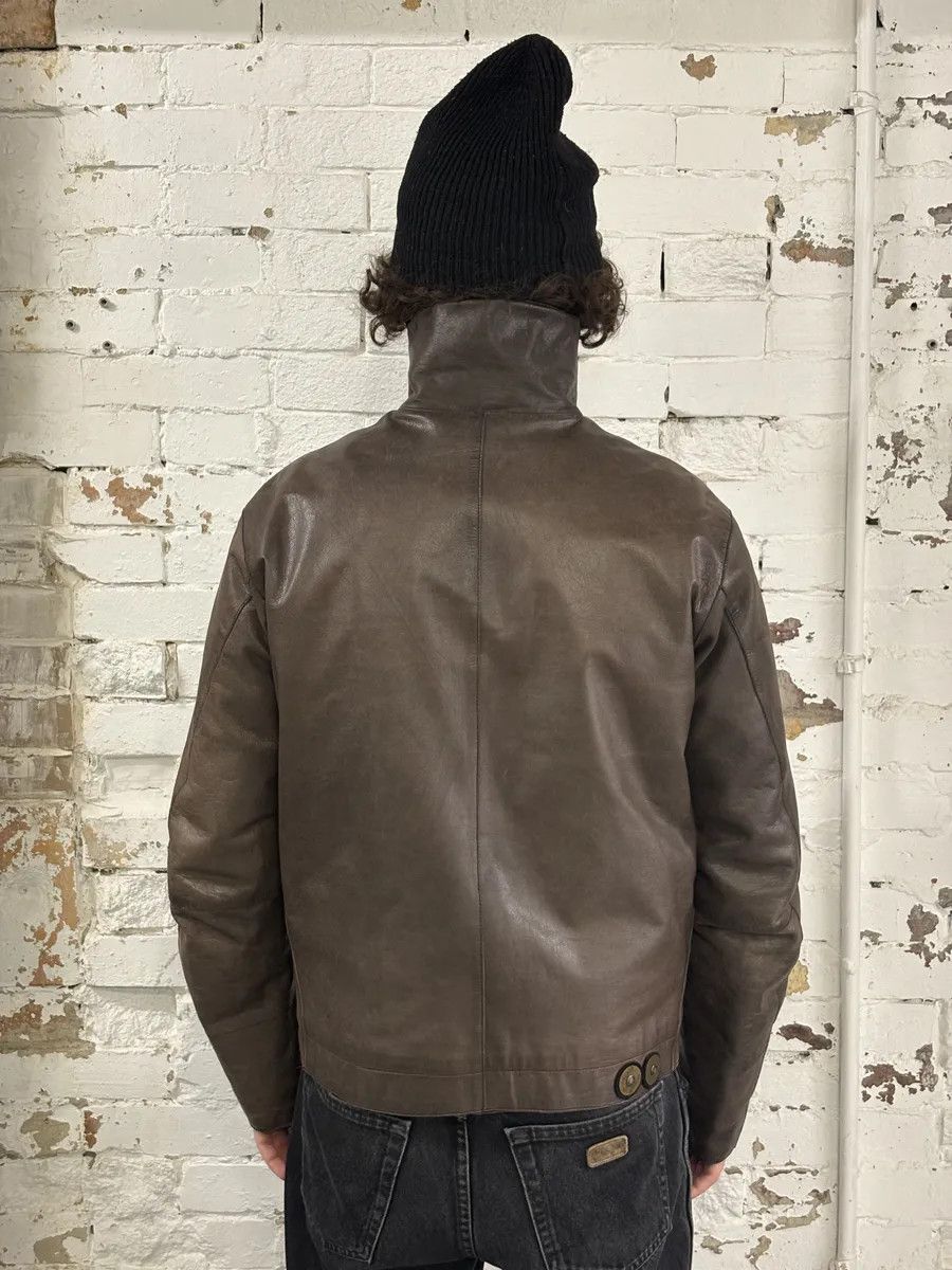 Prada 2000s Prada Brown Avant-Garde Biker Leather Jacket Size US M / EU 48-50 / 2 - 4 Thumbnail