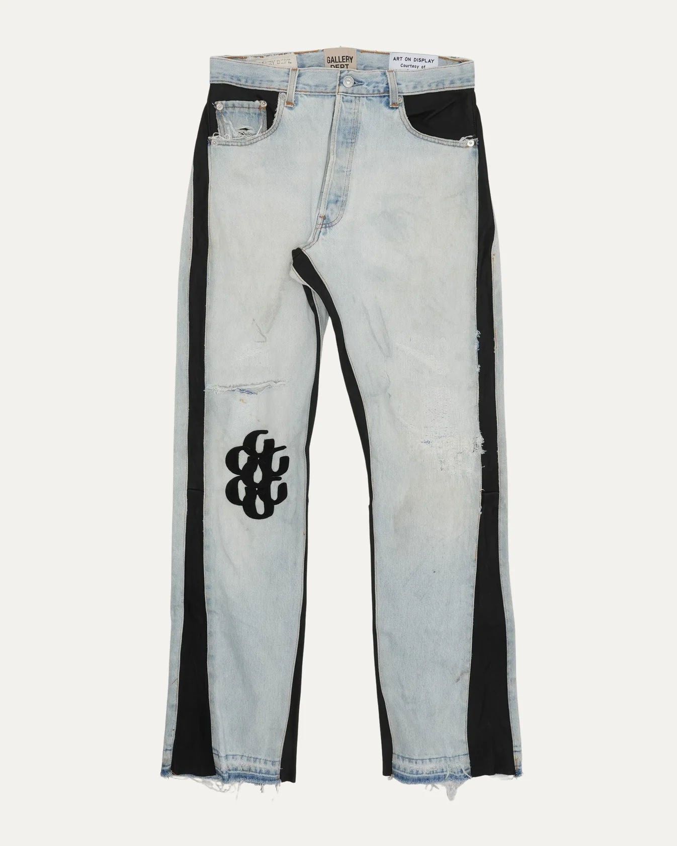 Gallery Dept. Leather Insert Bronco Flare Jeans Blue Size US 37 - 1 Thumbnail