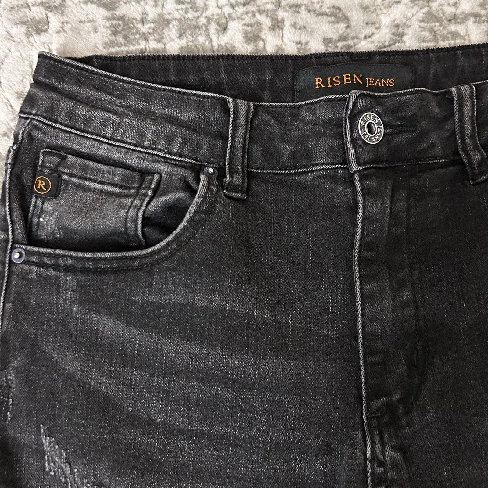 Other Risen Jeans Black Vintage Washed Skinny Distressed size 9/29 Size 29" - 4 Thumbnail