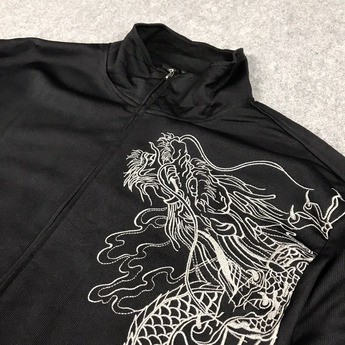 JAPANERS DRAGON EMBROIDERY ZIPPER JACKET SHORT SLEEVE JACKET