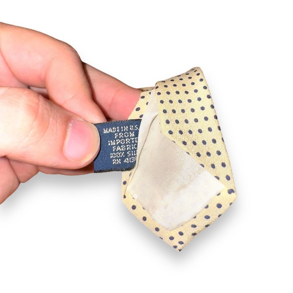 Polo Ralph Lauren Polo Ralph Lauren Tan & Navy Polkadot Handmade in USA Tie Size ONE SIZE - 6 Thumbnail