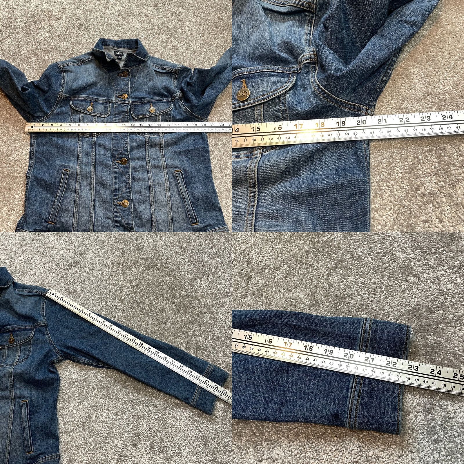 Lee VINTAGE? (No) Lee Denim Jean Jacket Womens Medium Blue Button Up Collared Pockets Dark Wash Size 32" / US 10 / IT 46 - 8 Thumbnail