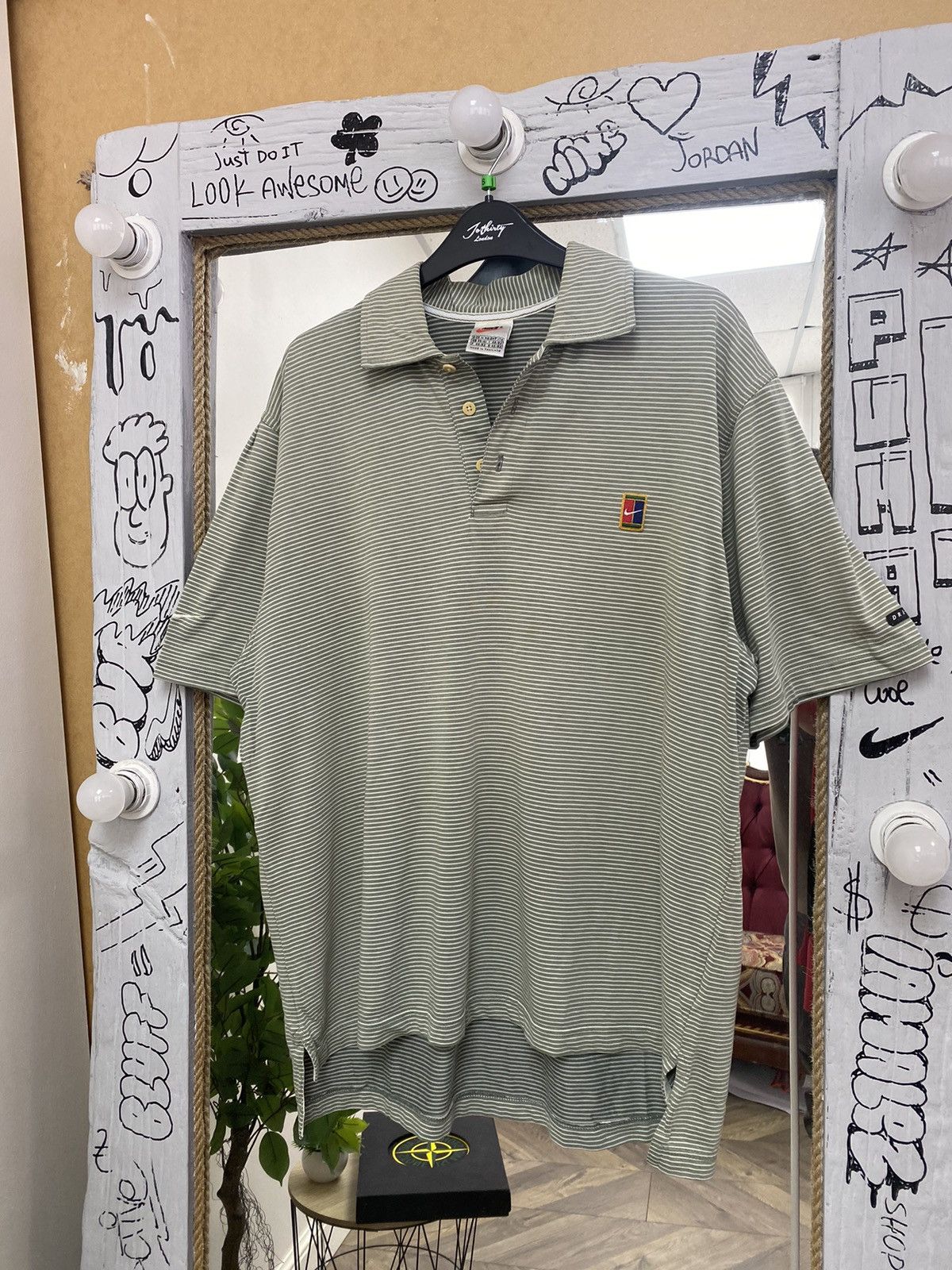 Nike × Vintage Vintage 90s Nike Court Tennis Agassi Stripes Polo Shirt Size US M / EU 48-50 / 2 - 2 Thumbnail