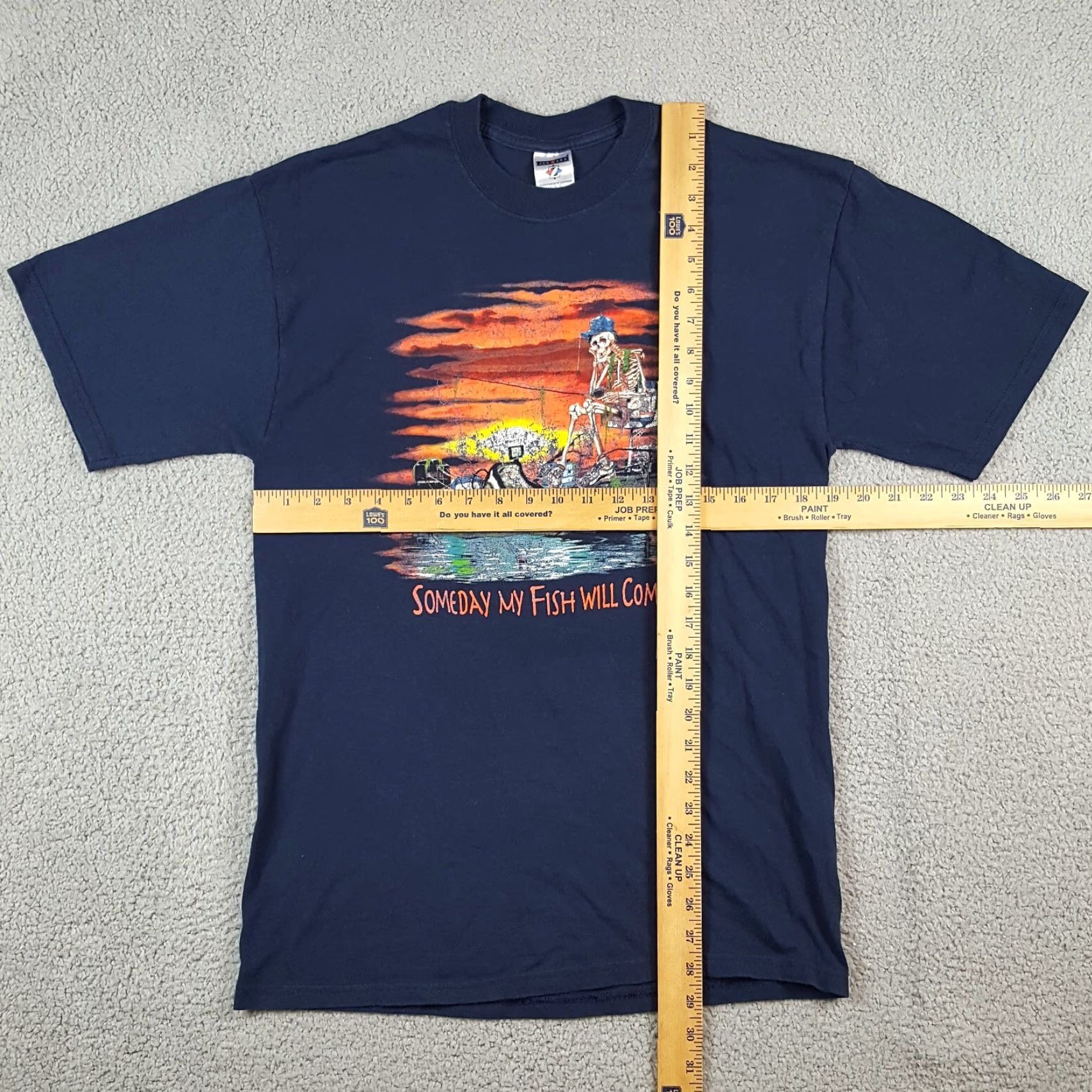 Jerzees Vintage Skeleton Fisherman Fishing Funny Fish Men's Size Small Faded T Shirt Size US S / EU 44-46 / 1 - 6 Thumbnail