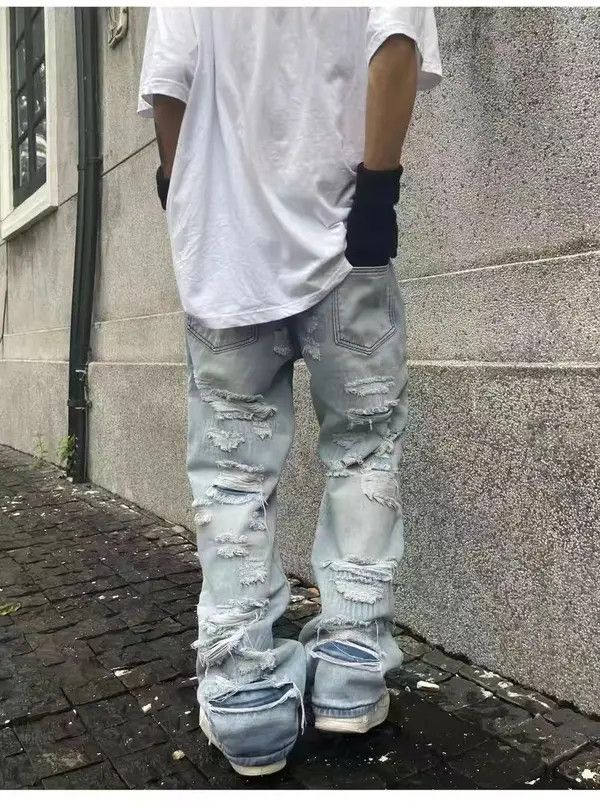Japanese Brand Vintage street hip-hop washed and distressed ripped jeans Size US 30 / EU 46 - 6 Thumbnail