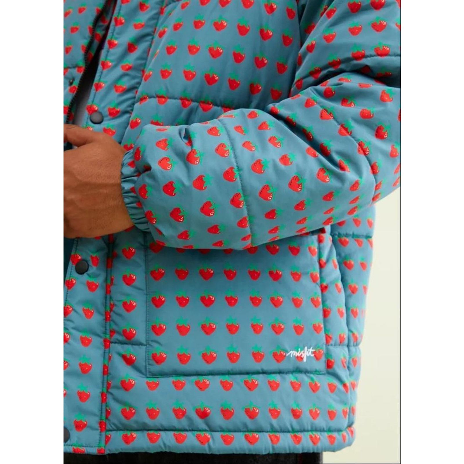 Misfits × Msftsrep Misfit Shapes MSFT Strawberry Print MWT Puffer Jacket $180 Size M / US 6-8 / IT 42-44 - 3 Thumbnail