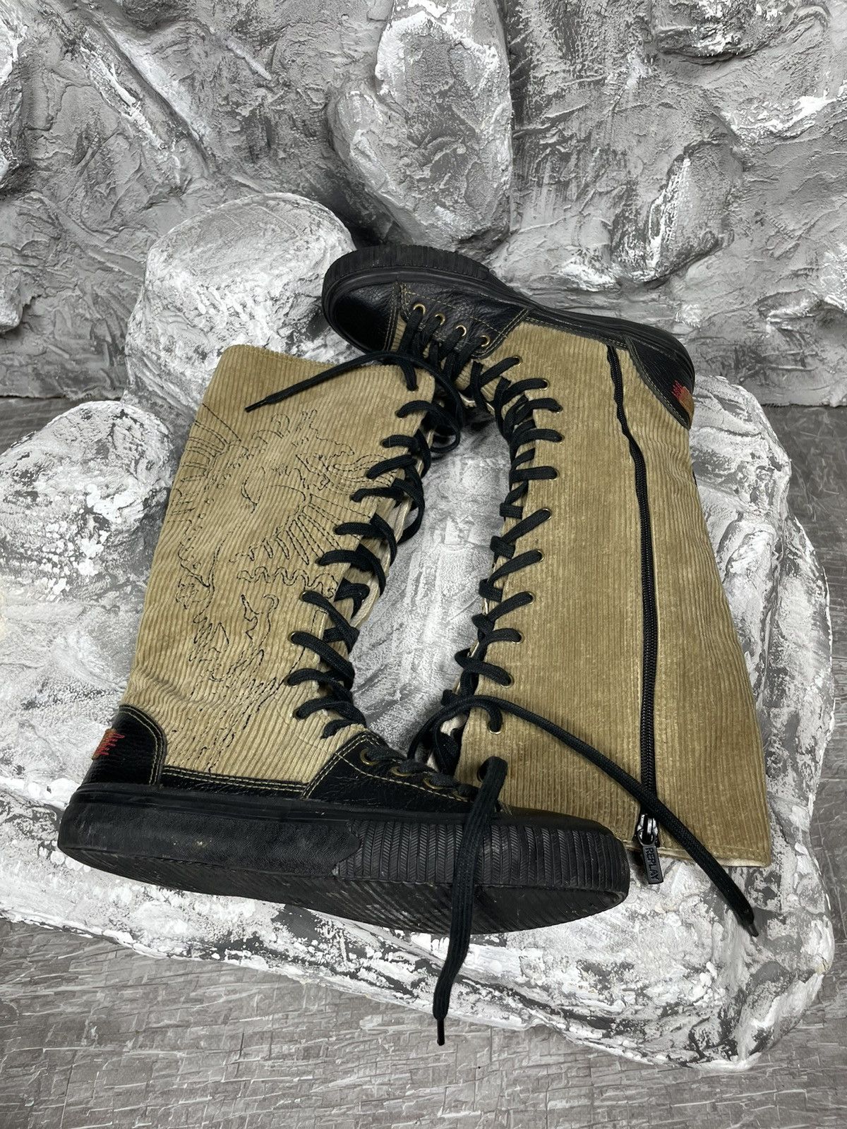 Hysteric Glamour × Japanese Brand 2000s Vintage Grunge Y2K High Dragon Logo Zip Shoes Size US 8 / IT 38 - 3 Thumbnail