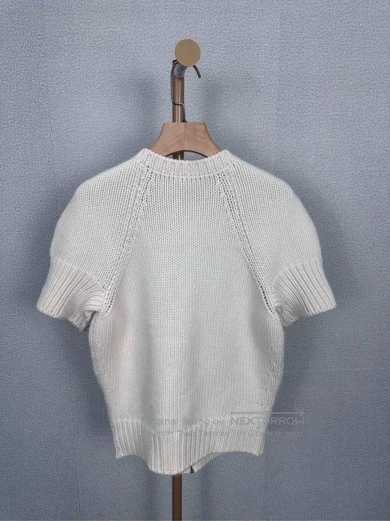 Hermes Hermes Off-white short-sleeved wool cardigan Size S / US 4 / IT 40 - 2 Thumbnail