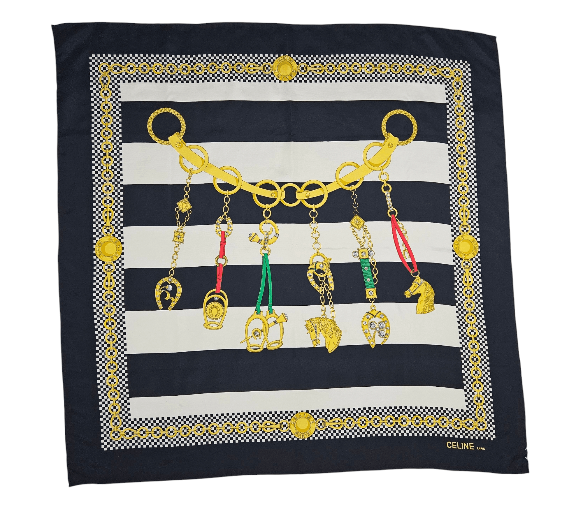 Celine Paris chain Silk Scarf