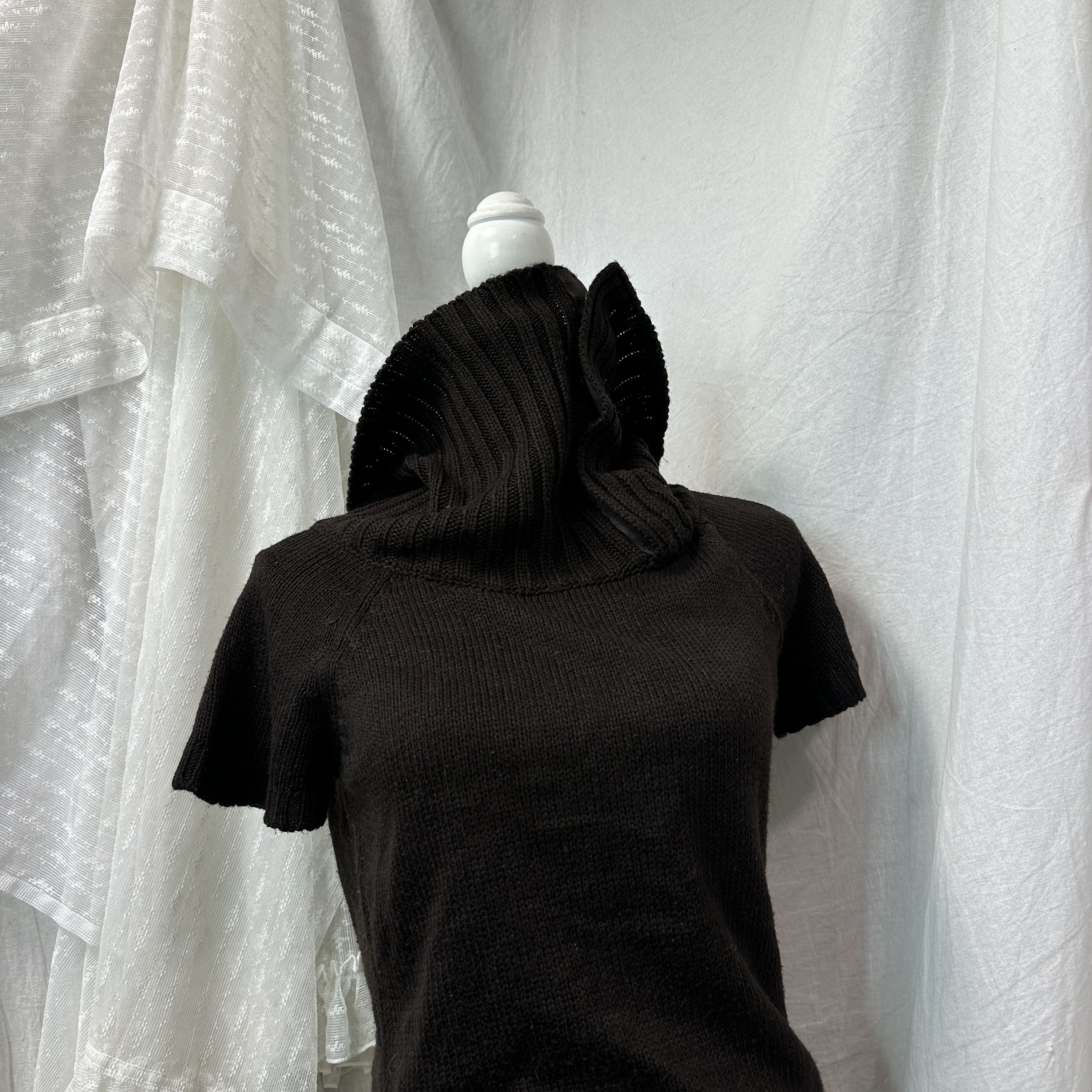 Vintage Vintage Knitted Asymmetrical Big Collar Dress Y2K Size S / US 4 / IT 40 - 4 Thumbnail