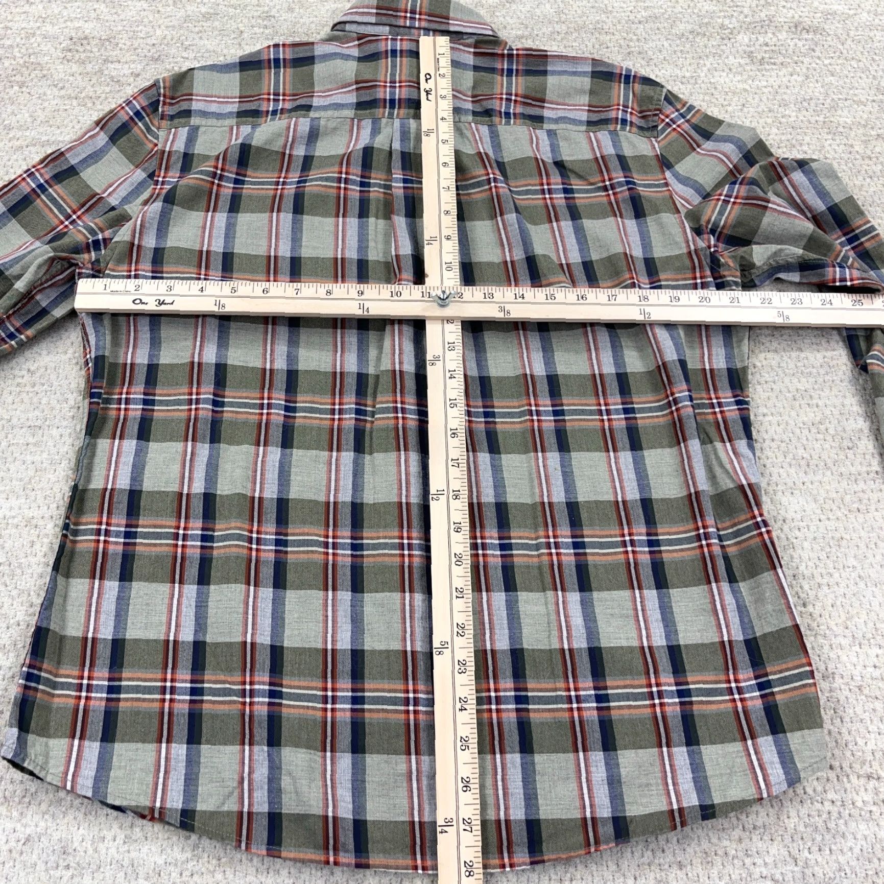 johnnie-O Johnnie-O Shirt Men Medium Olive Green Plaid Button Up Hangin Out Dress Pocket Size 40R - 7 Thumbnail