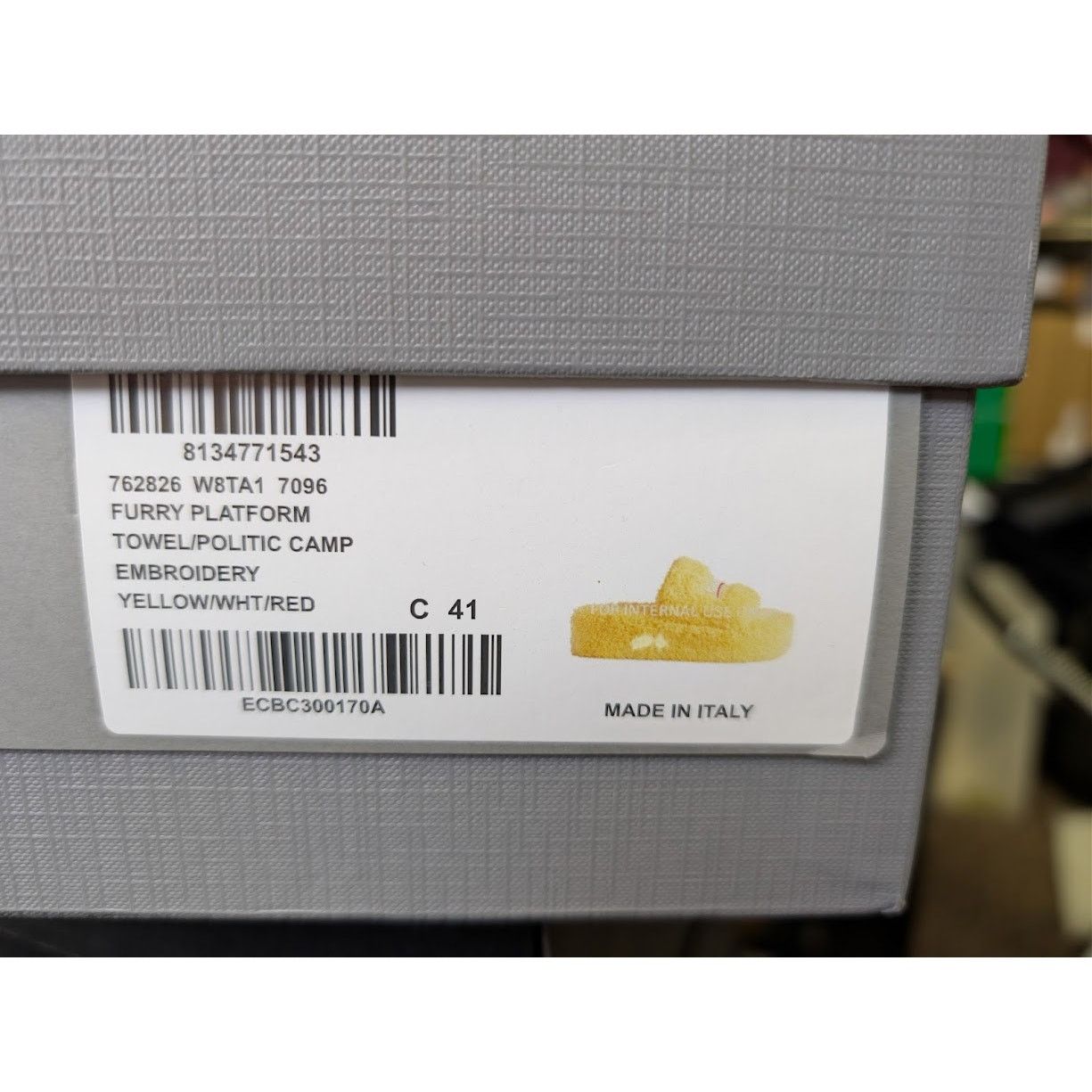 Balenciaga o1rshd1 Furry Platform Slides Slippers in Yellow/White/Red Size US 11 / IT 41 - 20 Thumbnail