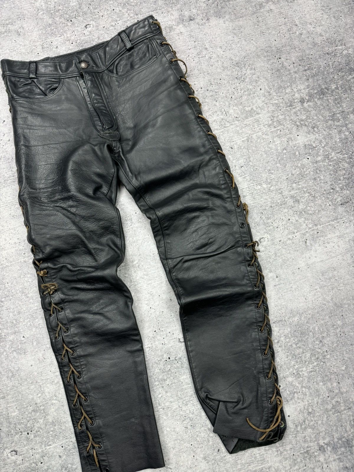 Genuine Leather × Vintage Vintage 90’s Y2K Style Casual Cowboy Genuine Leather Pants Size US 31 - 9 Thumbnail