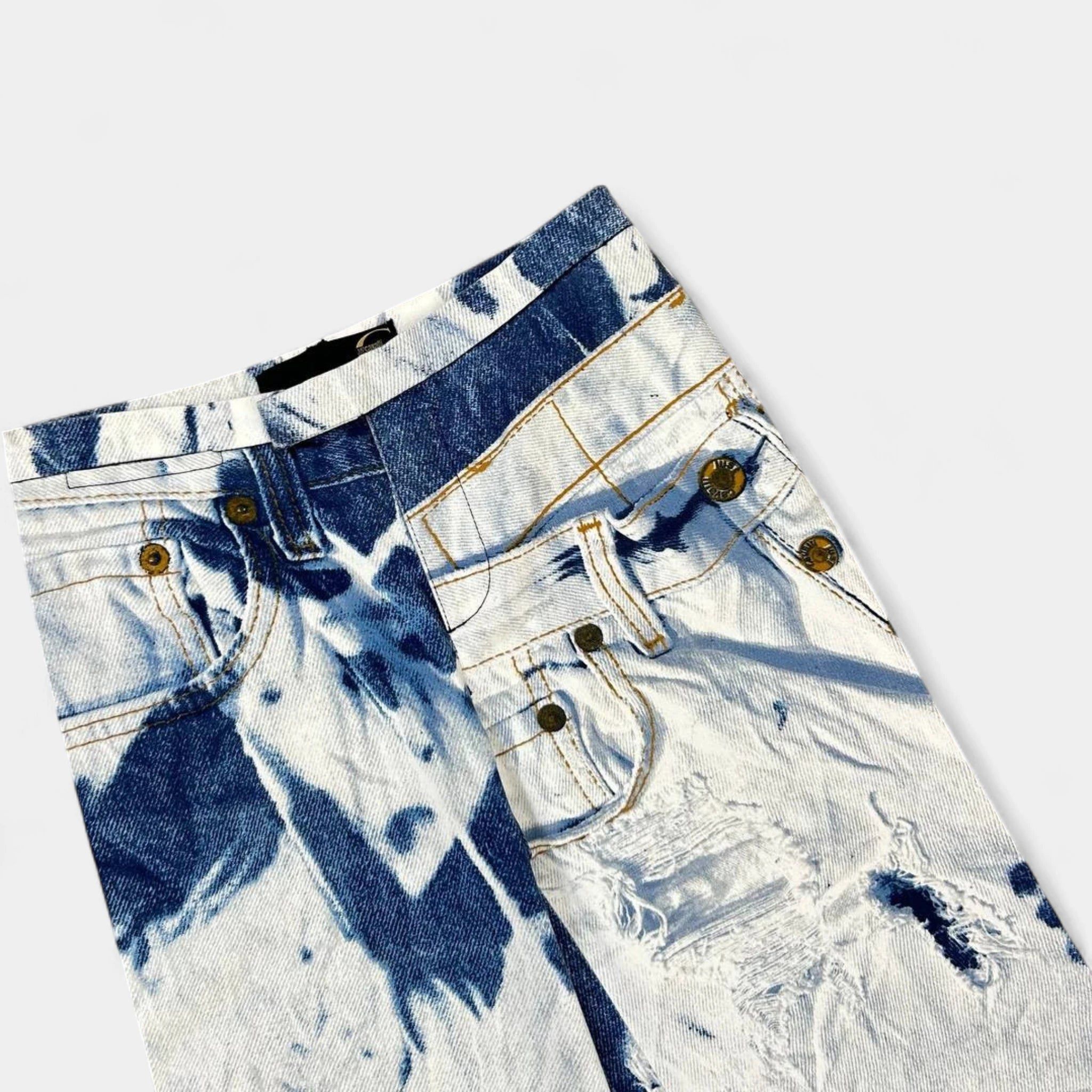 Roberto Cavalli Just Cavalli Denim on Denim Printed Jeans Size 24" / US 00 / IT 34 - 2 Thumbnail