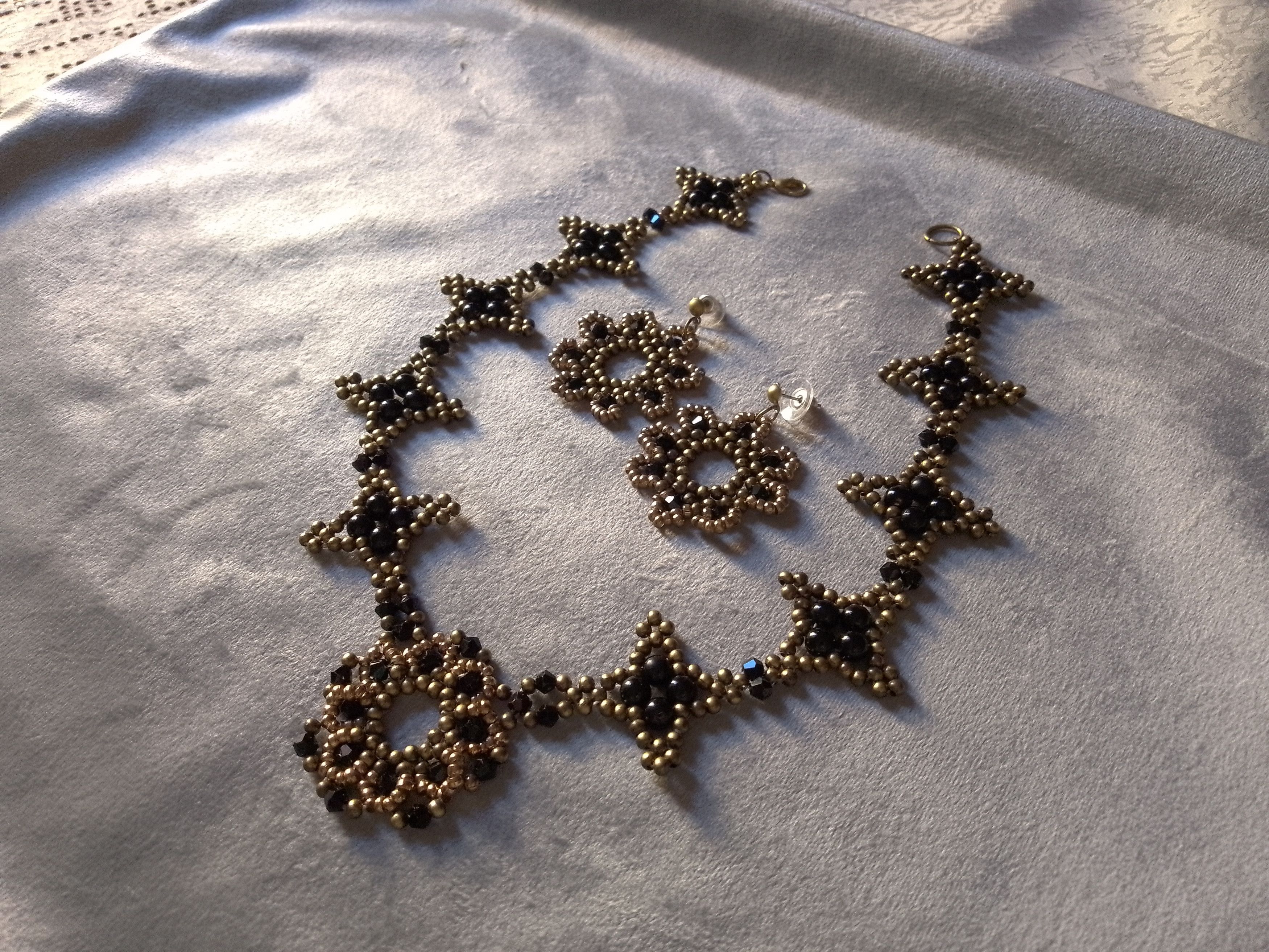 Handmade Necklace black pearls Vintage style Pendant Earrings Size ONE SIZE - 4 Thumbnail