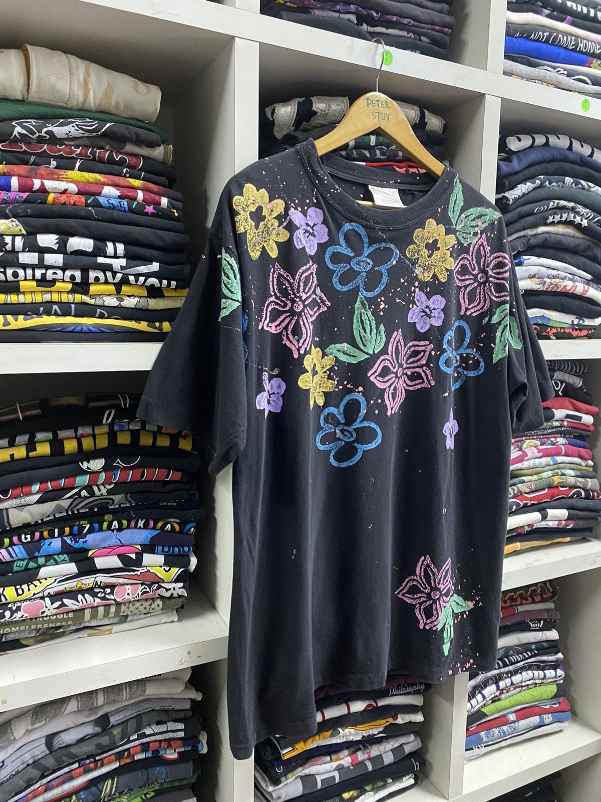 Vintage Makee Tee Floral Art Splash Design Size US XL / EU 56 / 4 - 4 Thumbnail