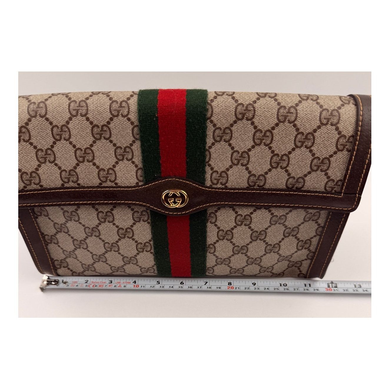 Gucci GUCCI Vintage GG Canvas Web Sherry Line Handbag Beige Red Size ONE SIZE - 11 Thumbnail