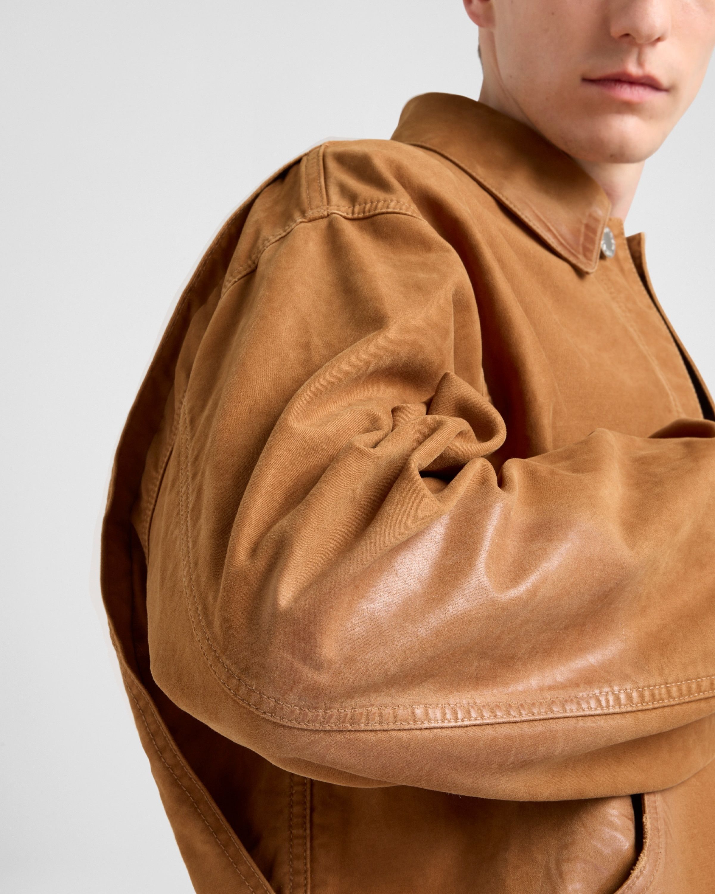 Prada o1la1rc1a0925 Moleskin Blouson Jacket in Brown Size US M / EU 48-50 / 2 - 6 Thumbnail