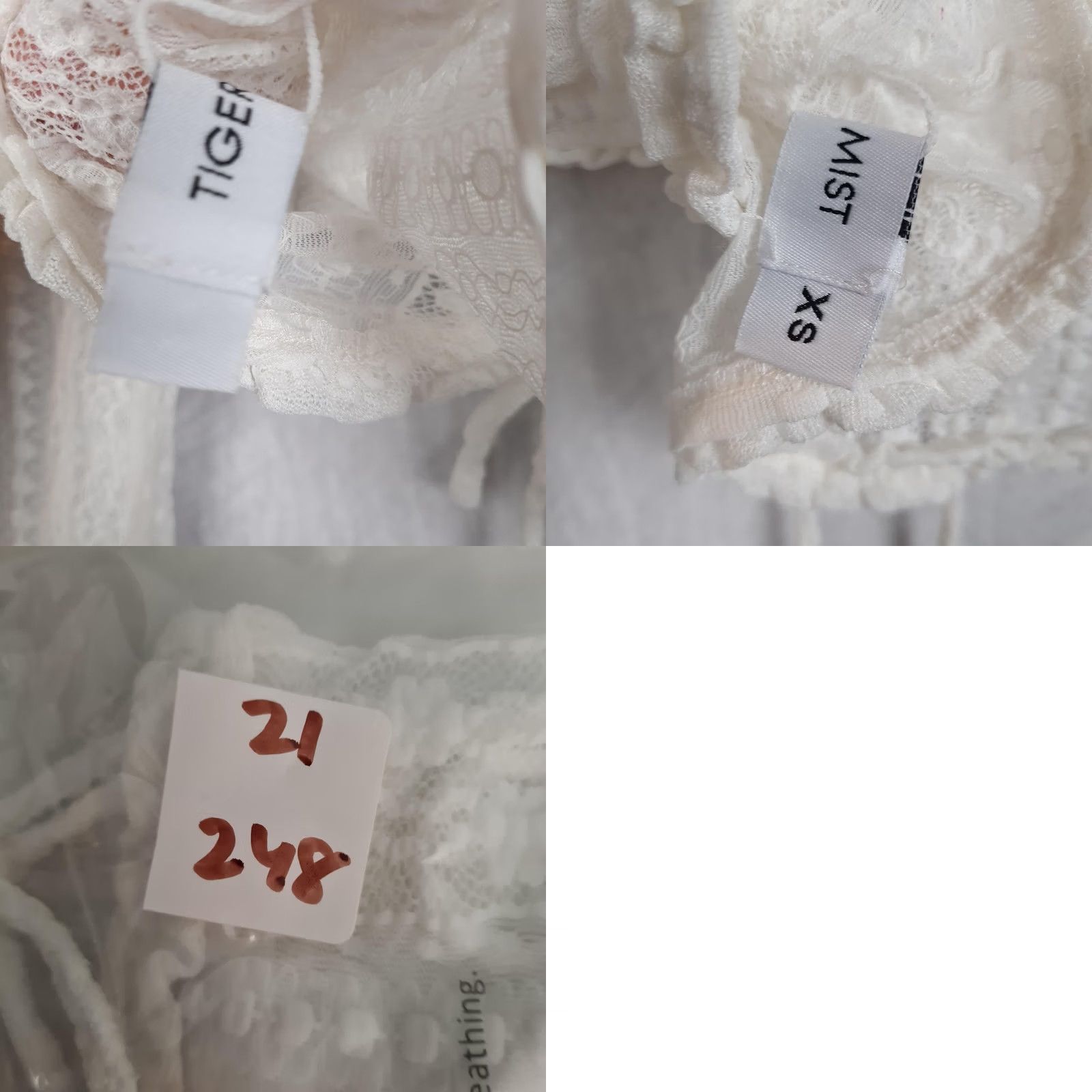 Vintage Tiger Mist Top Womens XS White Floral Lace Sheer Cropped Tie Front Size XS / US 0-2 / IT 36-38 - 10 Thumbnail