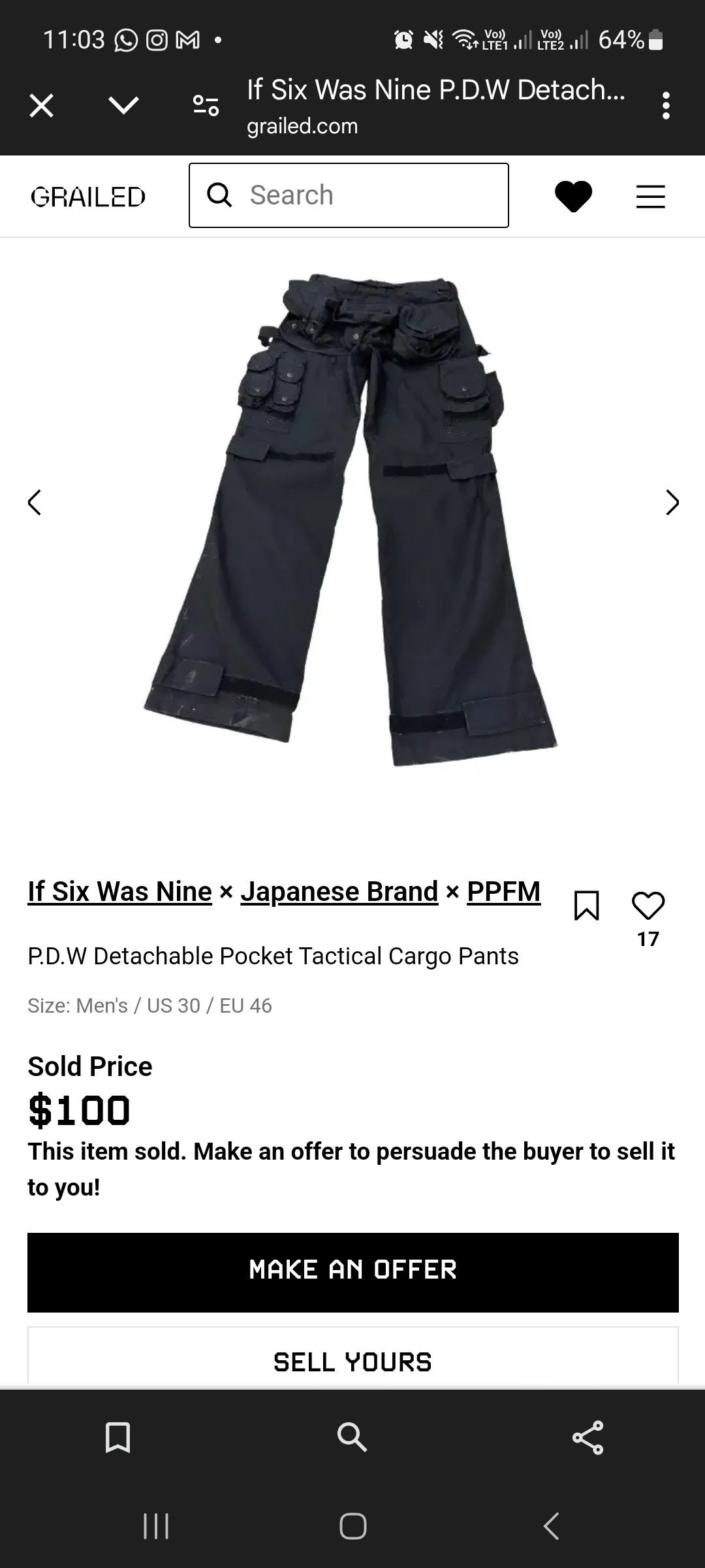 If Six Was Nine × Japanese Brand P.D.W Detachable Pocket Tactical Cargo jacket Size US L / EU 52-54 / 3 - 9 Thumbnail