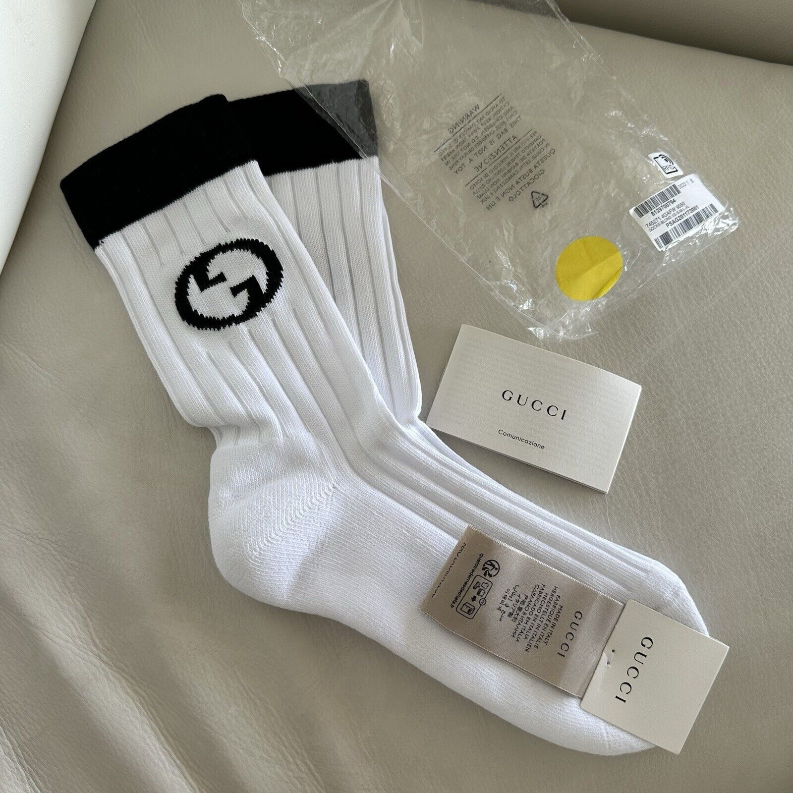 Gucci New Gucci Socks Black White Wool G Logo Size S Size ONE SIZE - 5 Thumbnail