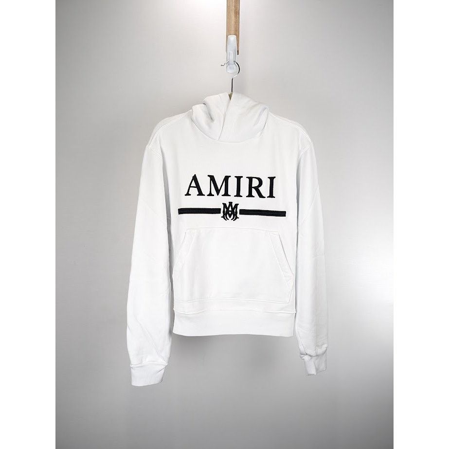 o1rshd1 MA Bar Embroidery Hoodie in White