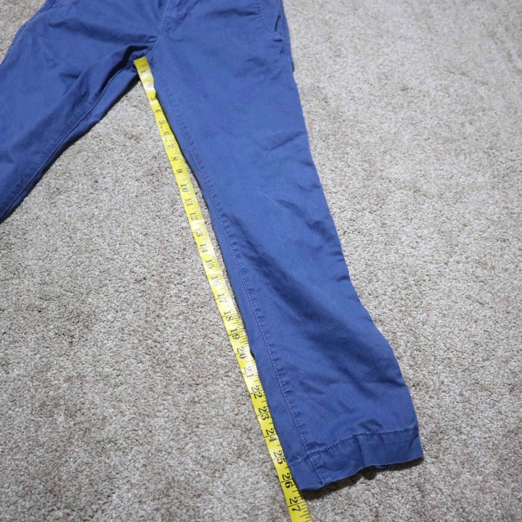 Vintage AeroPostale Pants Women's 28 Blue Chino Slim Straight Cotton Ankle Casual Classic Front Flat Front Pockets Zipper Button Slimming Logo Size 28" / US 6 / IT 42 - 7 Thumbnail