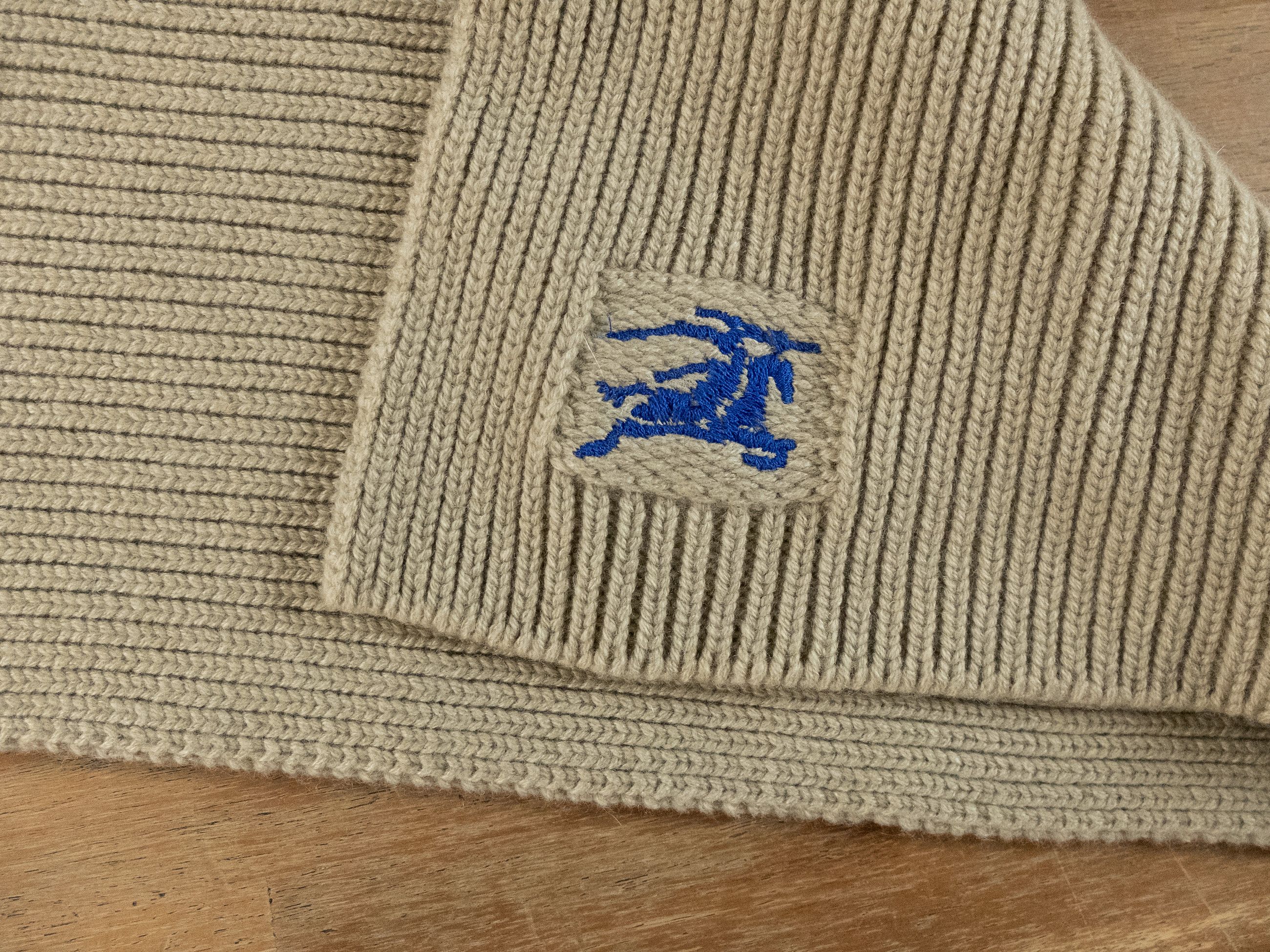 Burberry BURBERRY hunter beige knight logo embroidered cashmere scarf Size ONE SIZE - 5 Thumbnail
