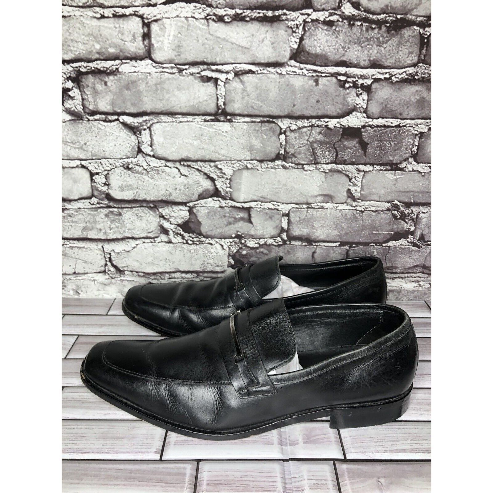 Hugo Boss HUGO BOSS Vero Cuoio Black Leather Horsebit Loafer Dress Sho Size US 11.5 / EU 44-45 - 11 Thumbnail