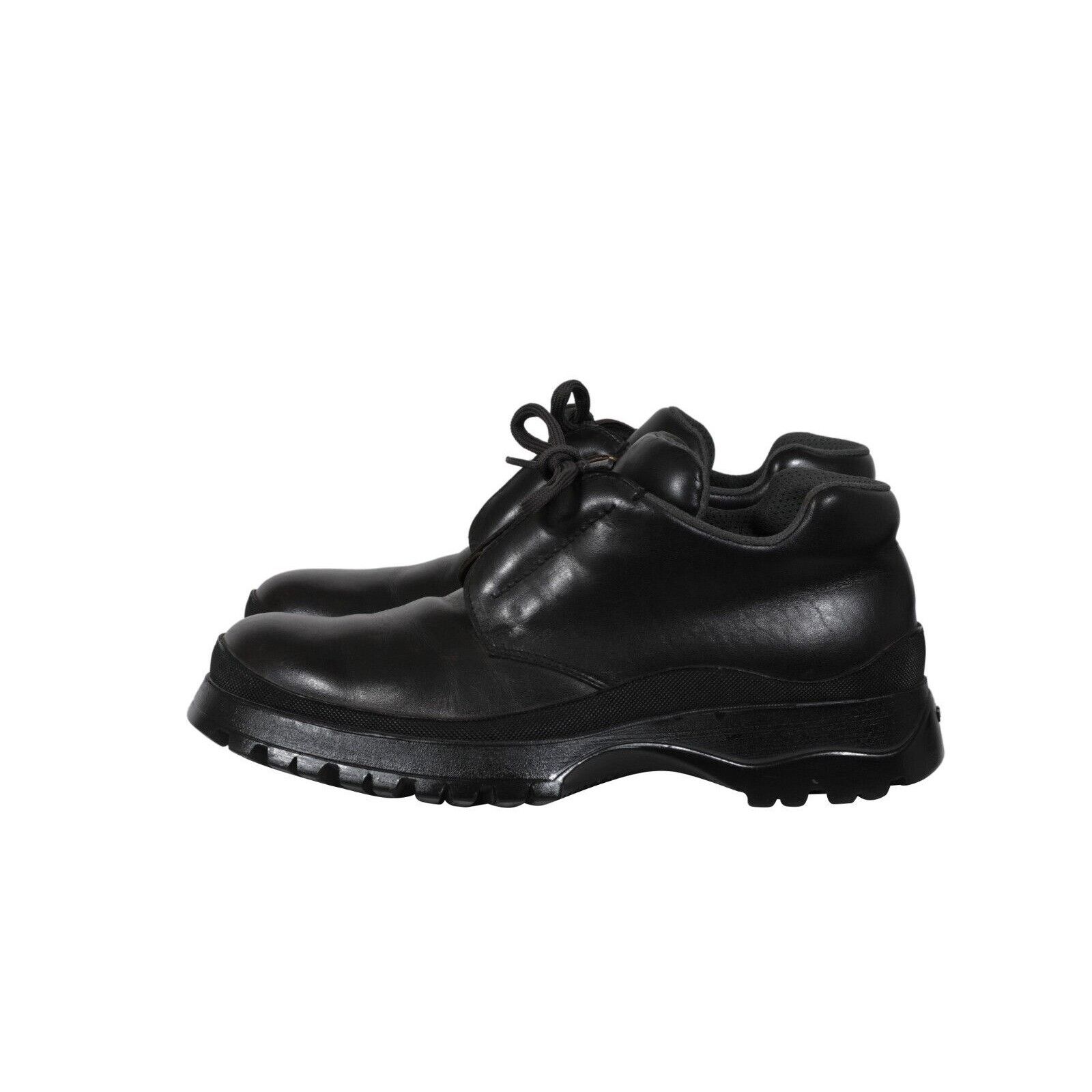 Prada Brixxen Mid Top Derby Shoes Black Leather Size US 8.5 / EU 41-42 - 7 Thumbnail
