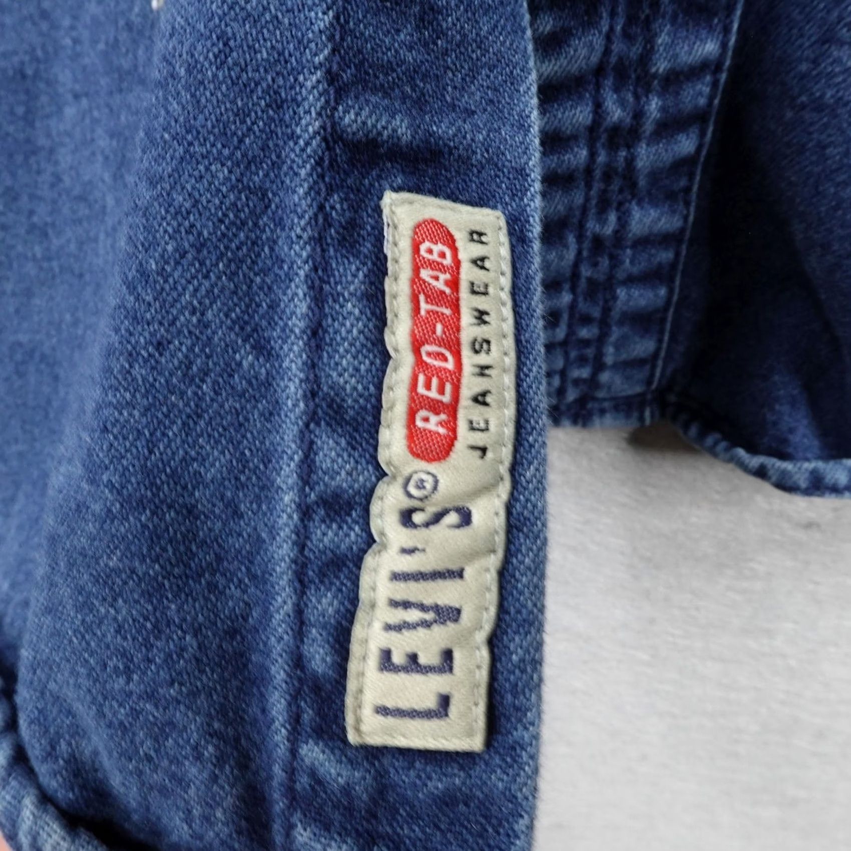 Levi's VINTAGE Levis Shirt Mens 2XL XXL Blue Denim Jean Button Up Utility Field 90s Size US XXL / EU 58 / 5 - 5 Thumbnail