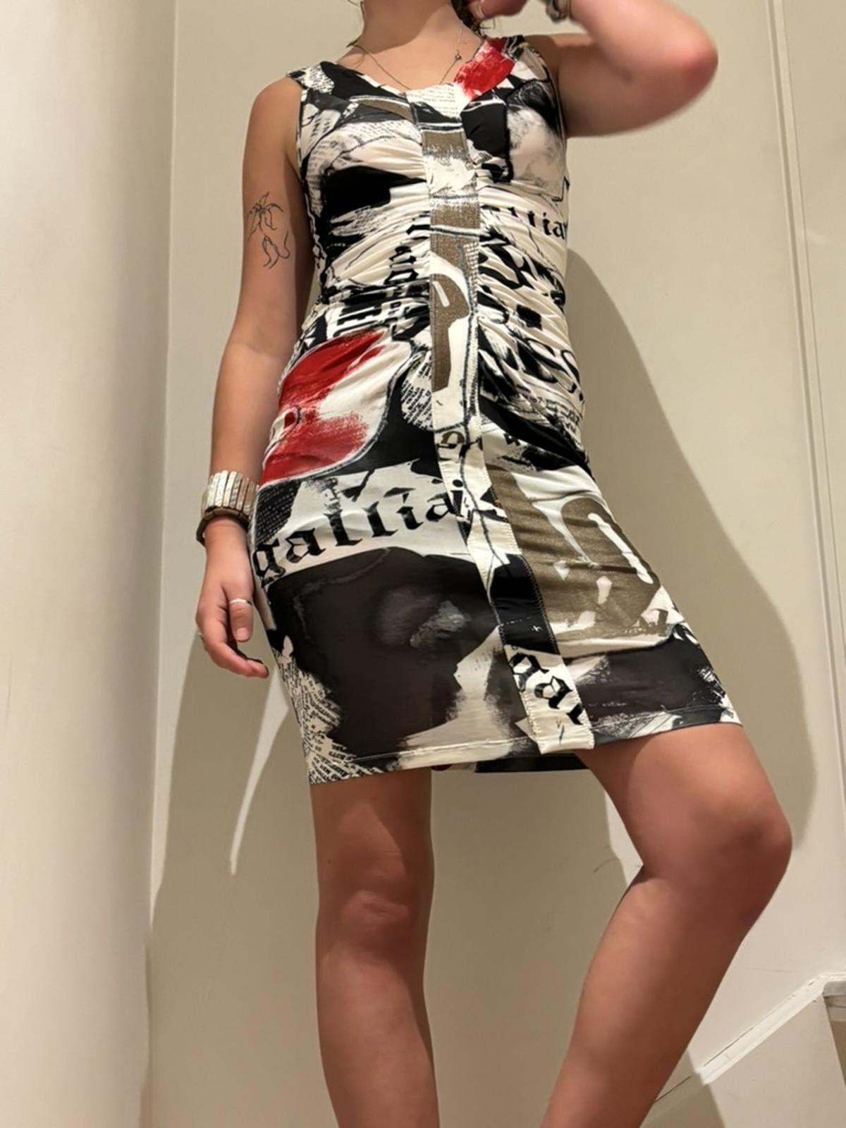 Custo Barcelona John Galliano - Gazette Print Sleeveless Bodycon Dress Size S / US 4 / IT 40 - 3 Thumbnail