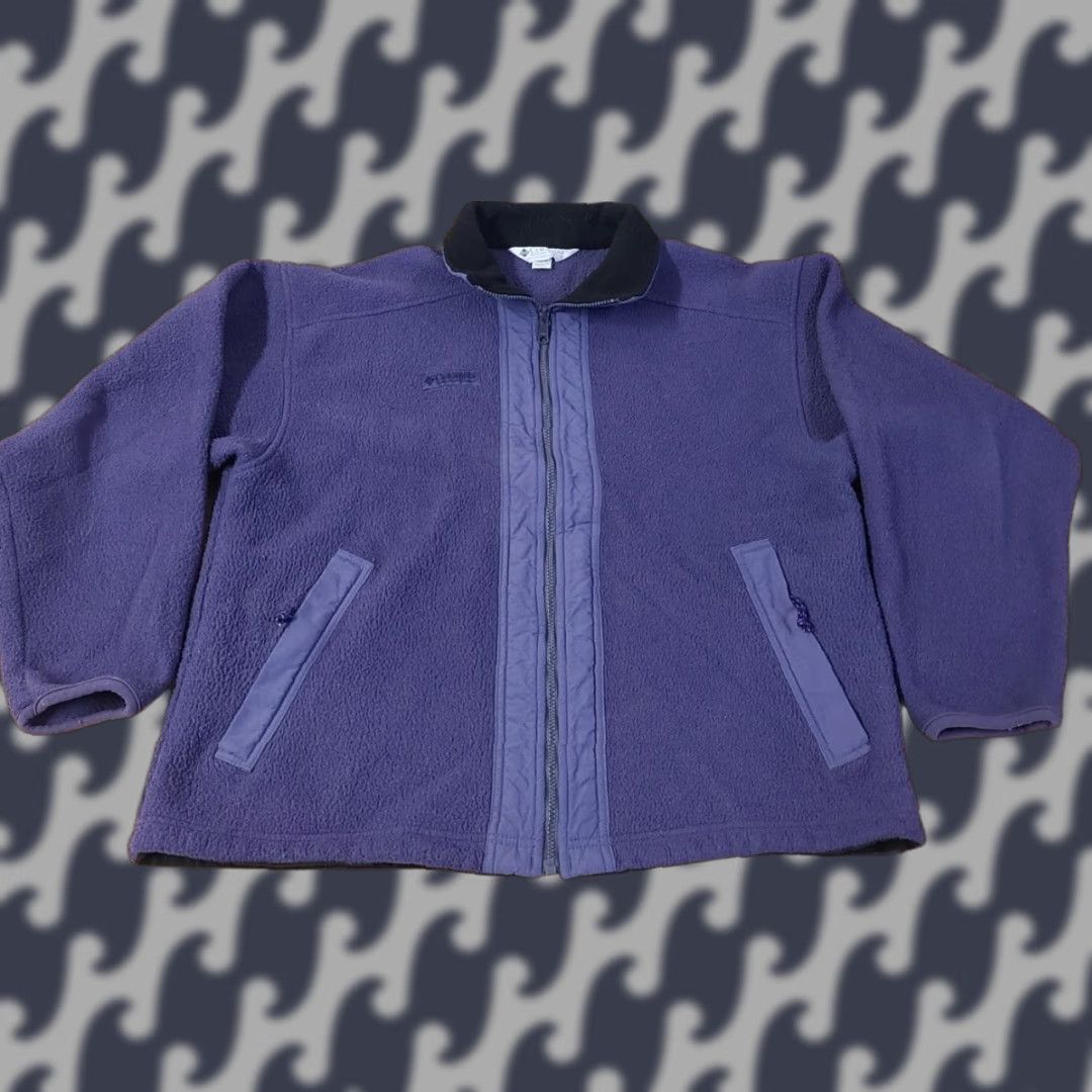 Vintage VINTAGE Columbia Jacket Mens Large Purple Fleece full zip USA Made Bomber Jacket Regular Logo Size US L / EU 52-54 / 3 - 1 Thumbnail