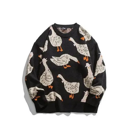 Aran Isles Knitwear Mikami x Kato Black cartoon goose pattern knitted crewneck Size US L / EU 52-54 / 3 - 1 Thumbnail