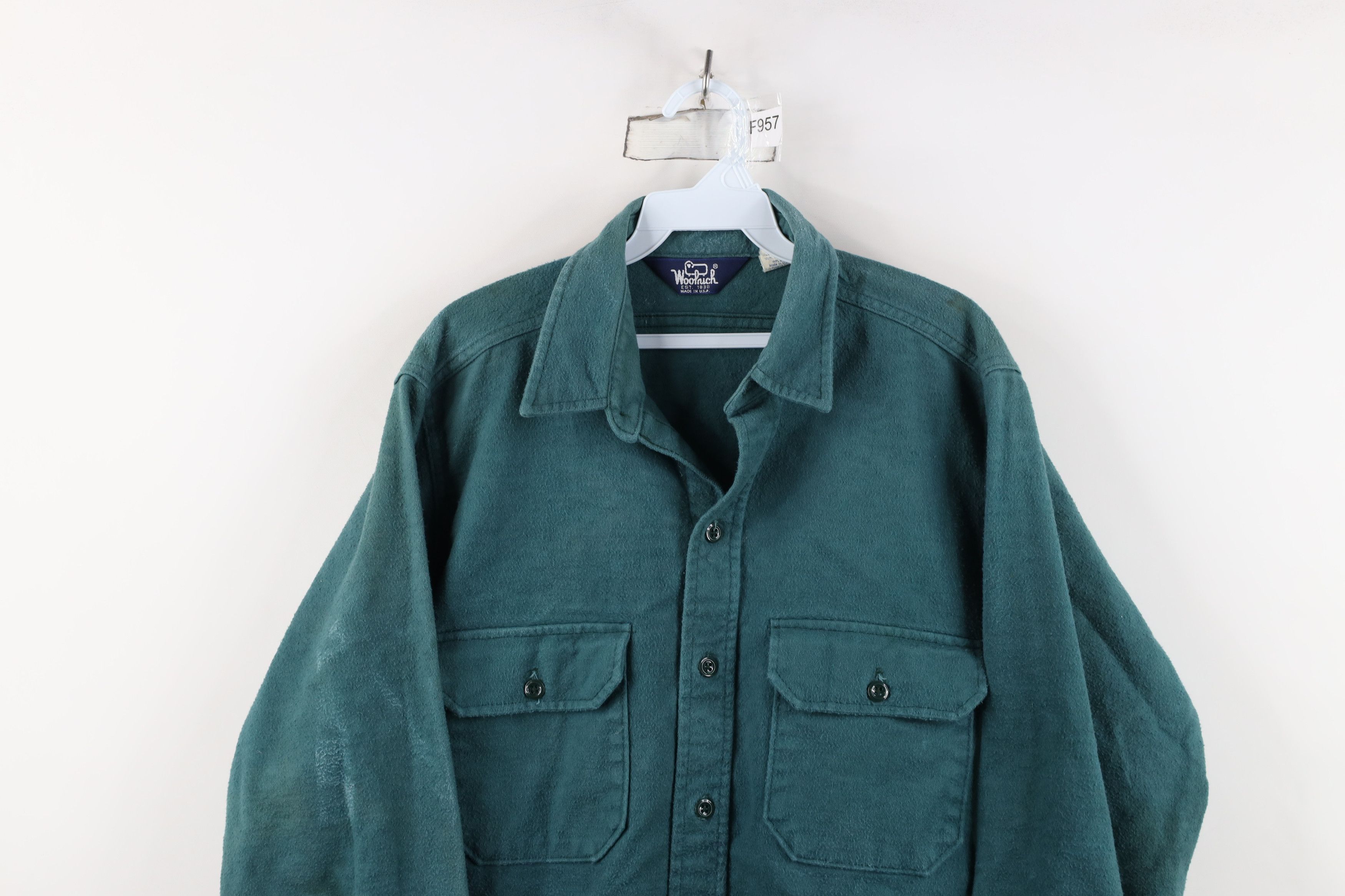 Woolrich Woolen Mills Vintage 90s Woolrich Heavy Chamois Cloth Button Shirt USA Size US L / EU 52-54 / 3 - 2 Thumbnail