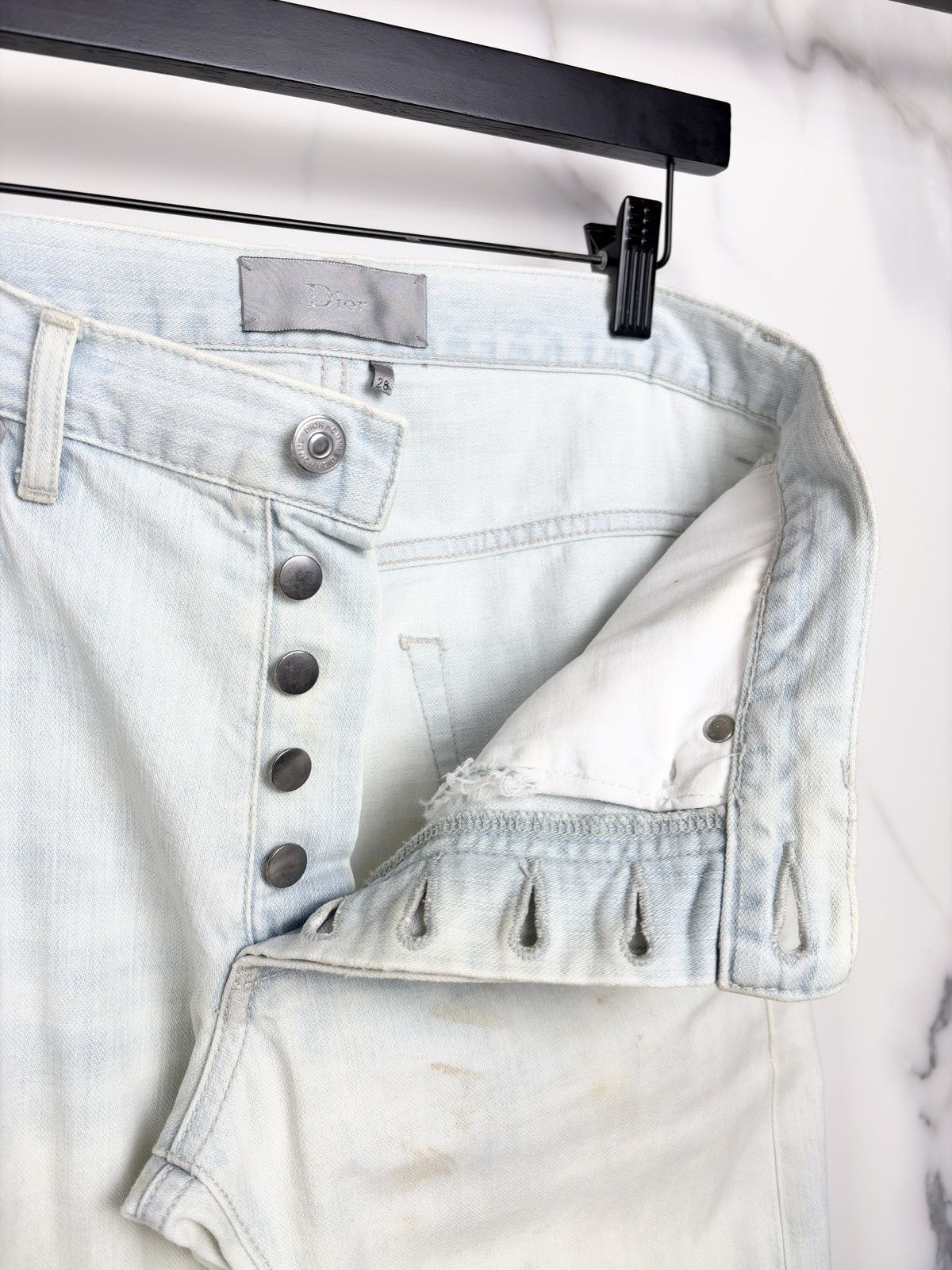 Dior SS08 Dior Homme Distressed Faded Dirty Blue Denim Jeans KVA Size US 28 / EU 44 - 6 Thumbnail