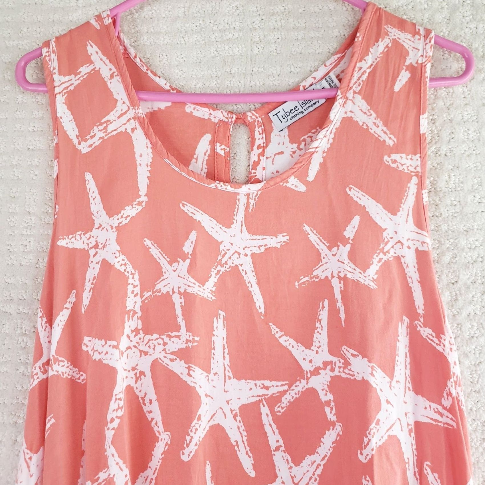 Vintage VINTAGE Tybee Island Clothing Co. Womens M Coral Starfish Sleeveless Summer Dress Beach Size M / US 6-8 / IT 42-44 - 4 Thumbnail