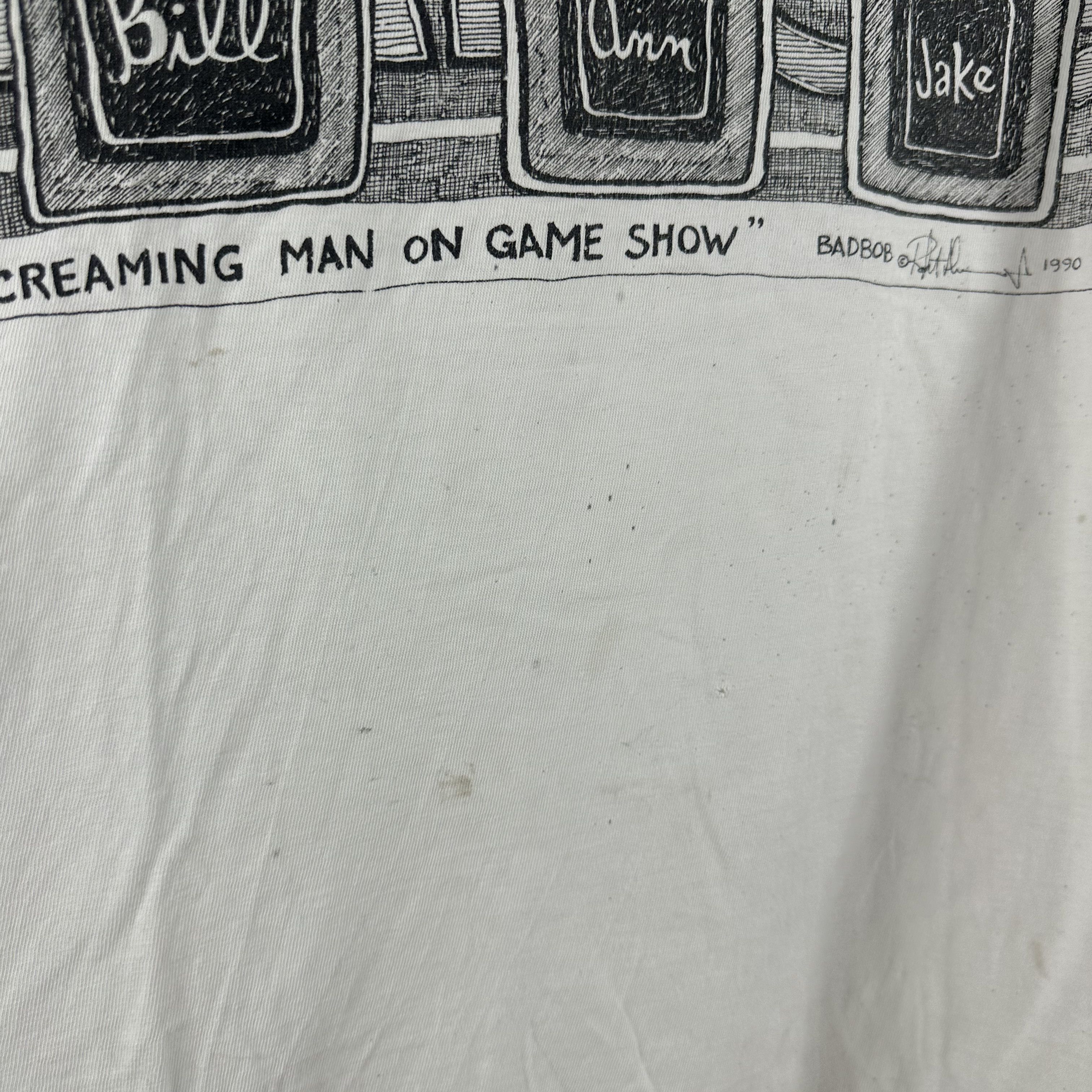 Vintage Vintage 1990 Bad Bob Screaming Man on Game Show Art T-shirt Size US L / EU 52-54 / 3 - 5 Thumbnail