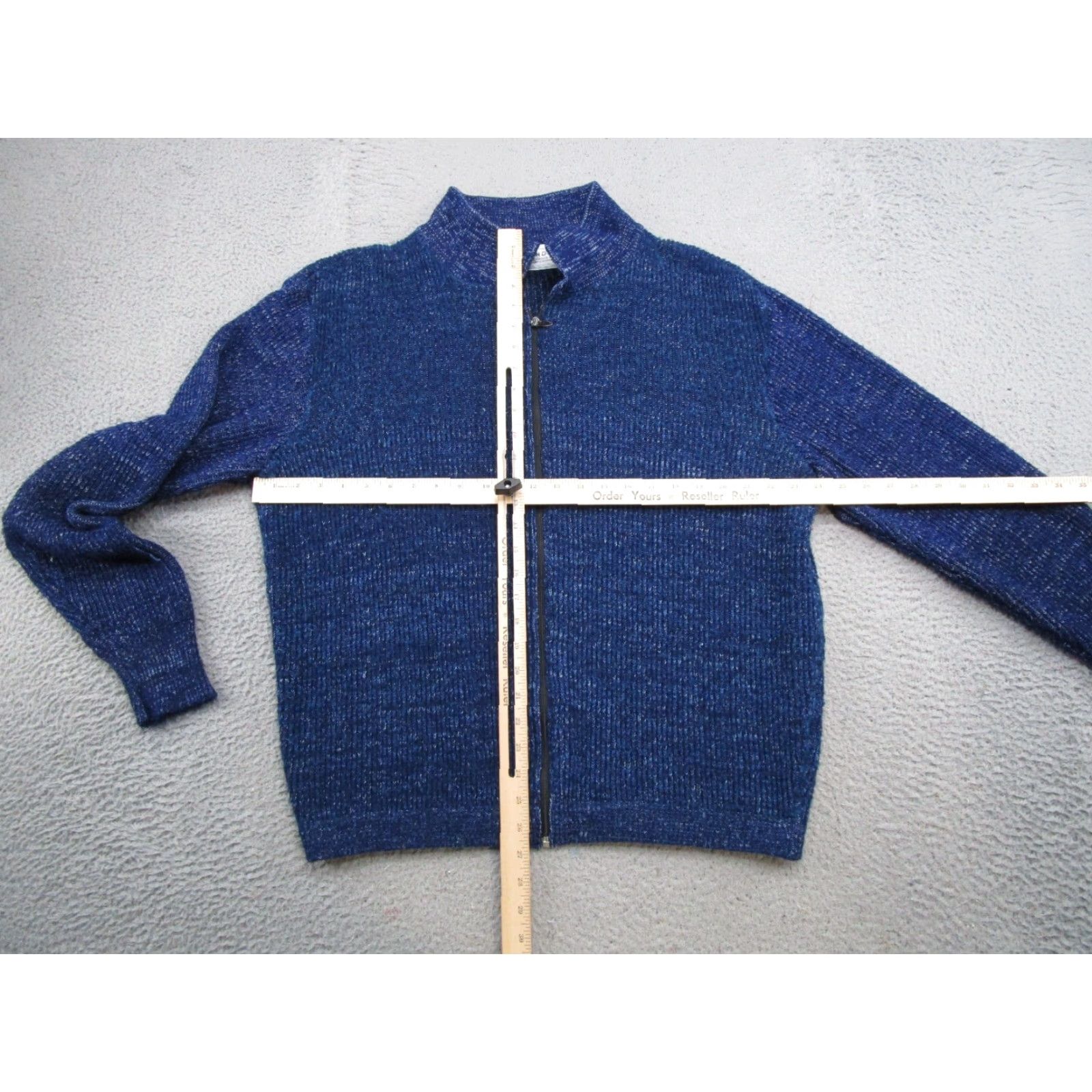 Vintage Vintage Kandel Zip Up Ribbed Knit Blue Cardigan Sweater L 1980s Rockabilly Mens Womens Boys Girls Size US L / EU 52-54 / 3 - 3 Thumbnail