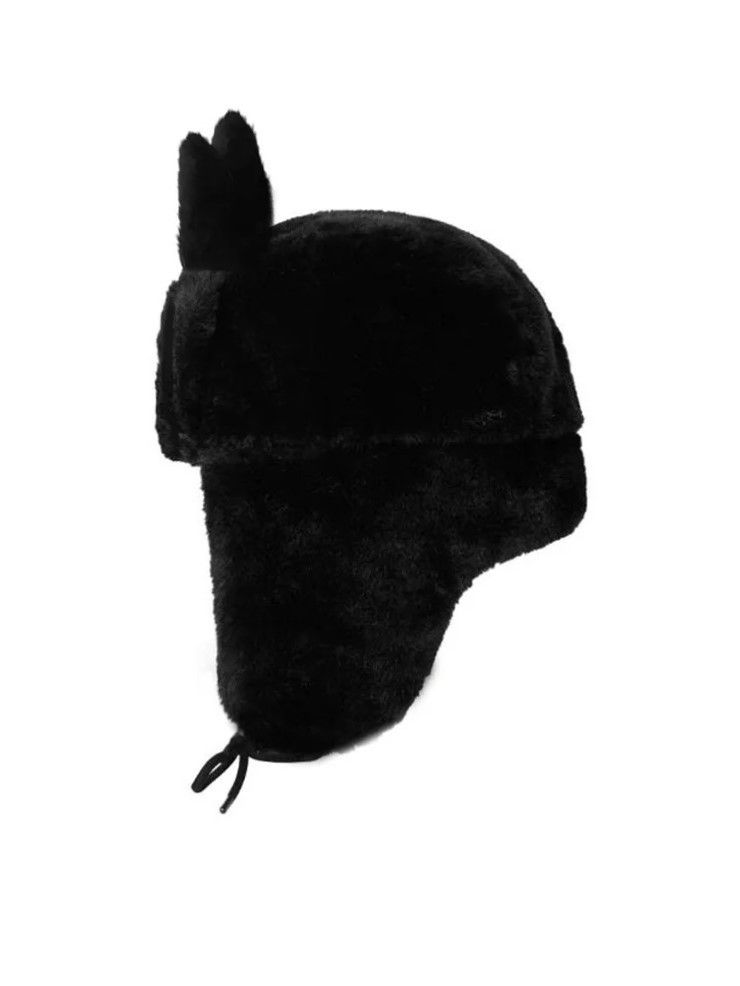 Japanese Brand Y2K Vintage Kigurumi Black Ushanka Autumn Winter Warm Hat Size ONE SIZE - 2 Thumbnail