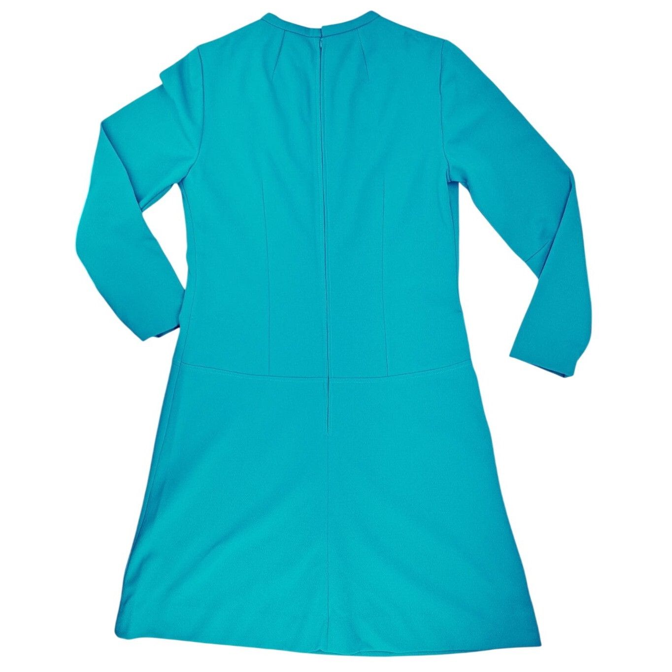 Handmade Vintage Handmade Turquoise Long-Sleeve A-Line Dress Keyhole Size M / US 6-8 / IT 42-44 - 4 Thumbnail