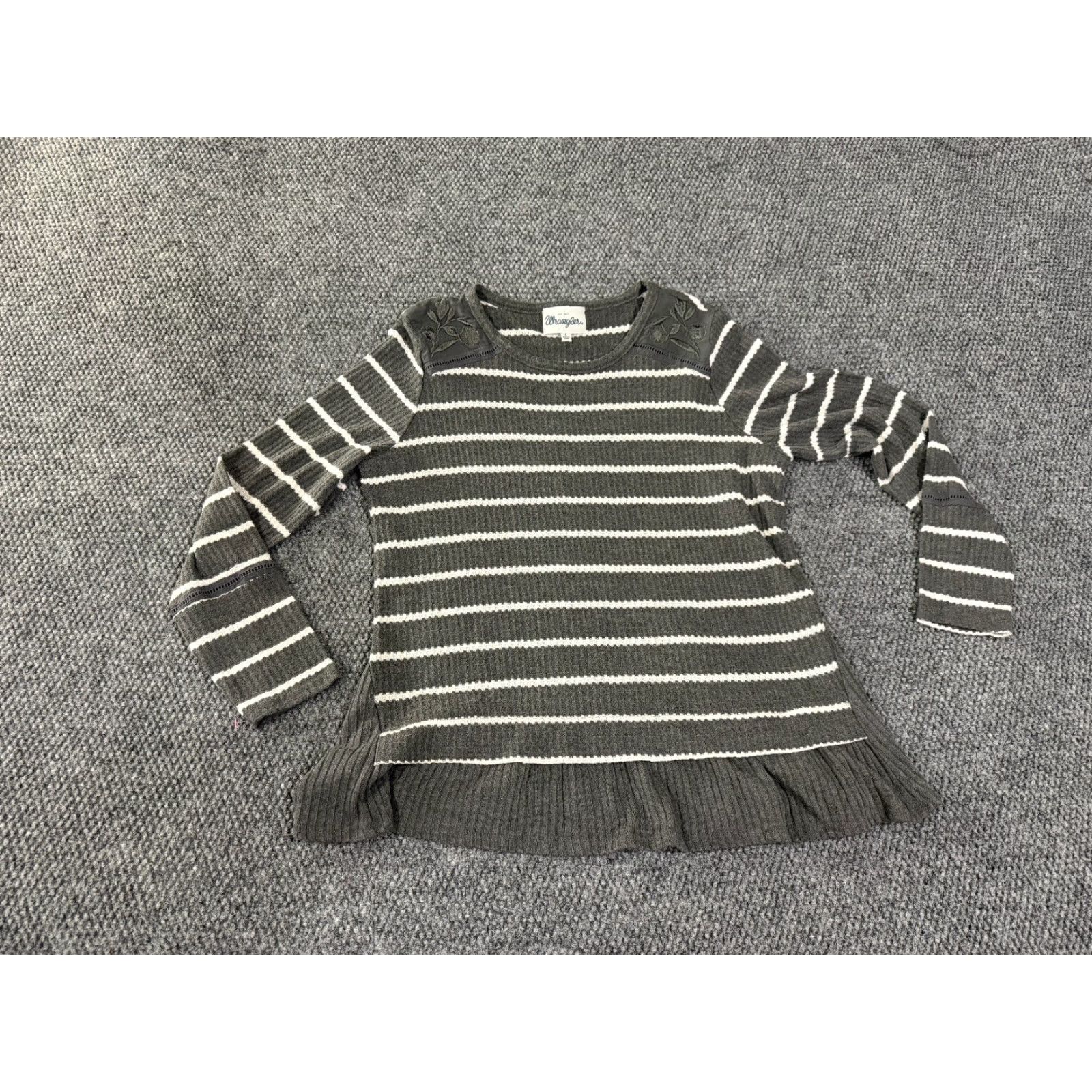 Wrangler Wrangler Sweater Cardigan Womens Large Gray White Striped Ribbed Knit Pullover Long Sleeve Round Neck Casual Winter Fall Regular Size L Size L / US 10 / IT 46 - 7 Thumbnail